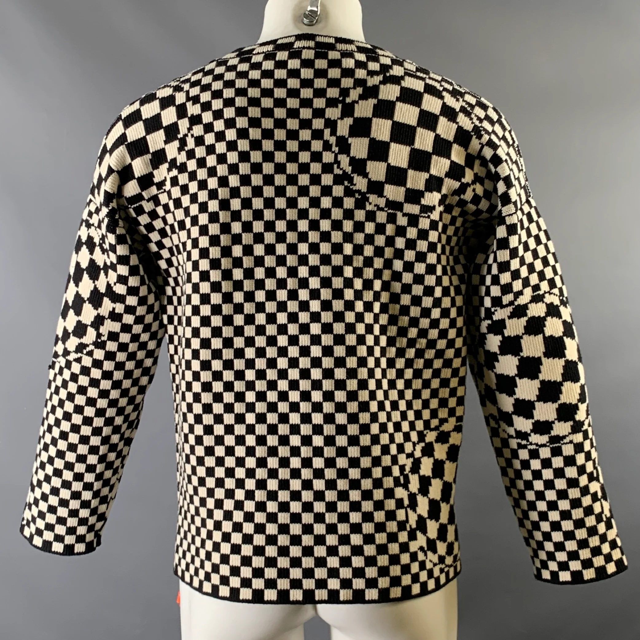 OFF-WHITE Size S Black White Knit Checkered Pull On Sweater - Image 4