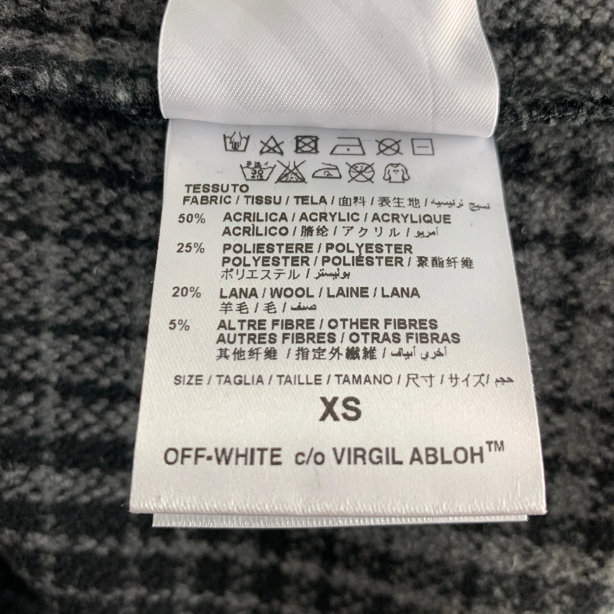 OFF-WHITE Size XS Grey Black & White Checkered Wool Blend Long Sleeve Shirt - Image 7