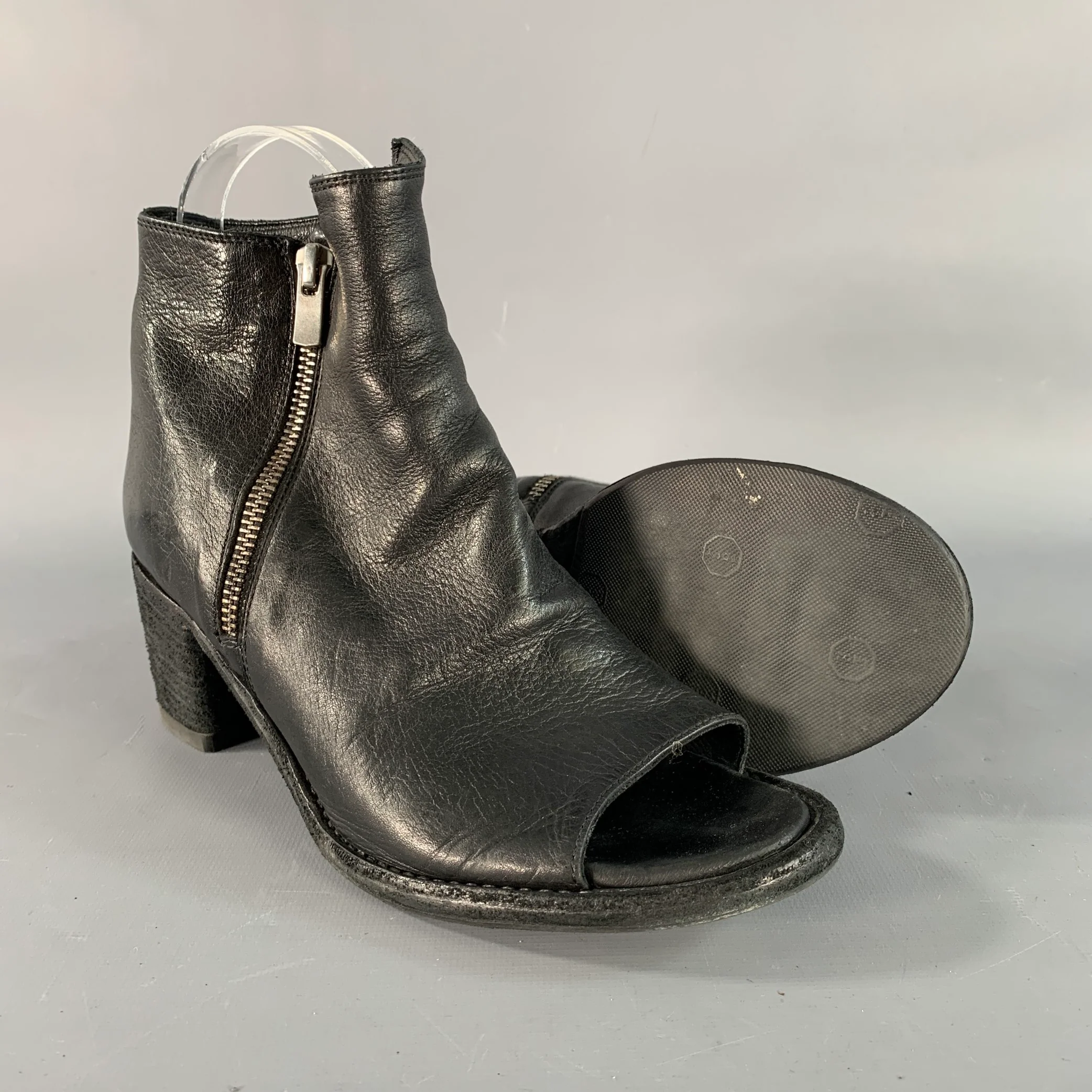 OFFICINE CREATIVE Size 7.5 Black Peep Toe Boots - Image 5