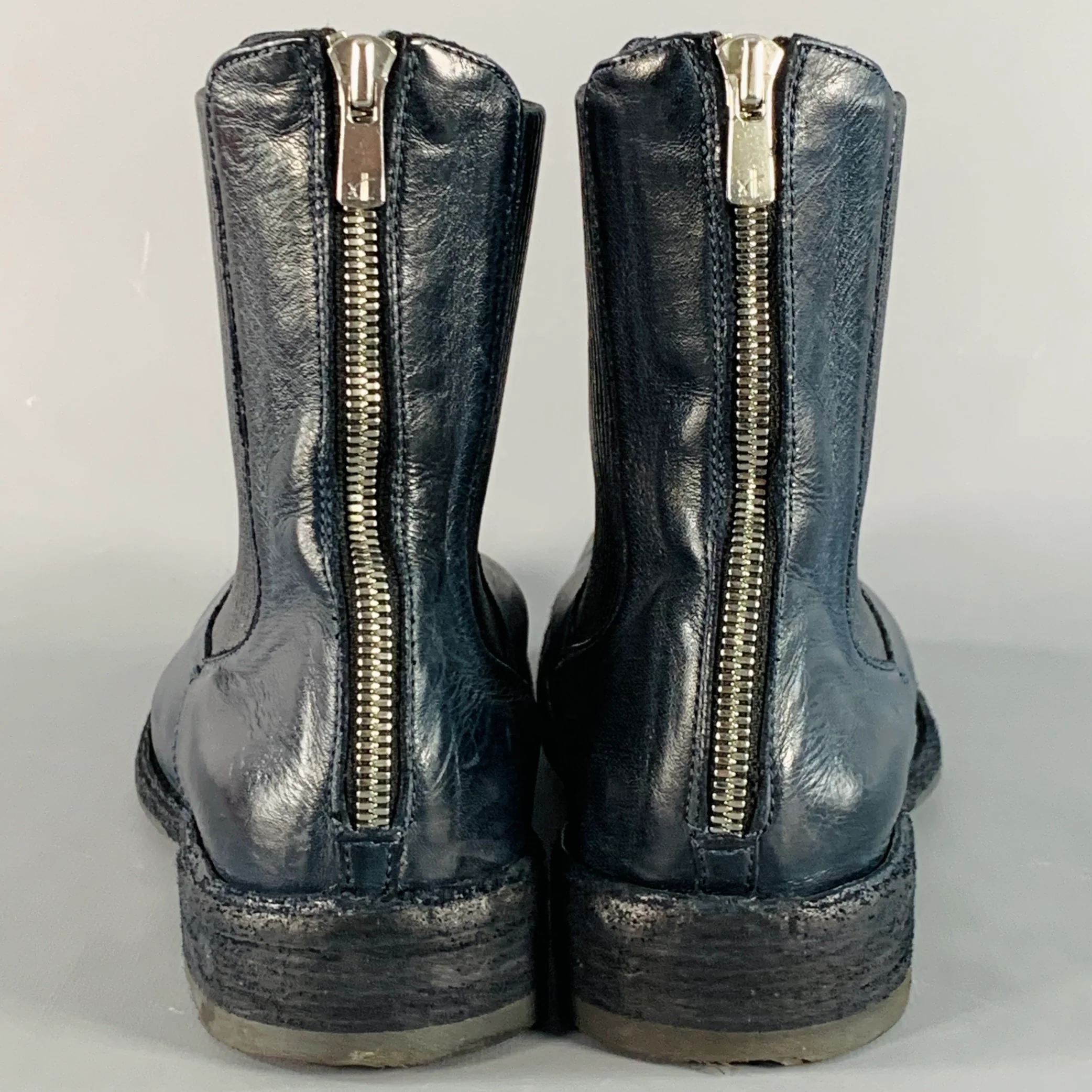 OFFICINE CREATIVE Size 7 Navy Antique Leather Ankle Chelsea Boots - Image 3