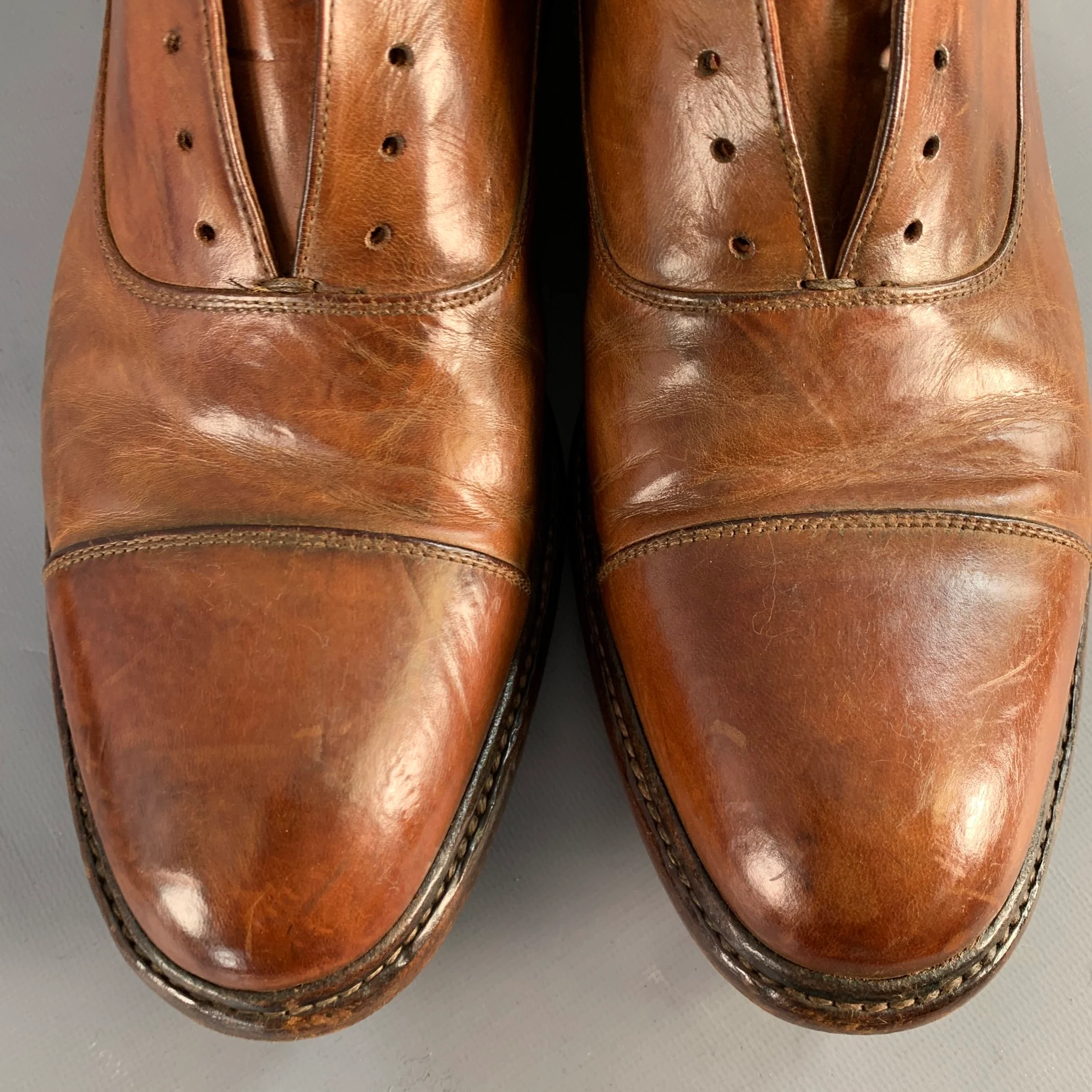 OFFICINE CREATIVE Size 9 Brown Leather Slip On Lace-Up Shoes - Image 9