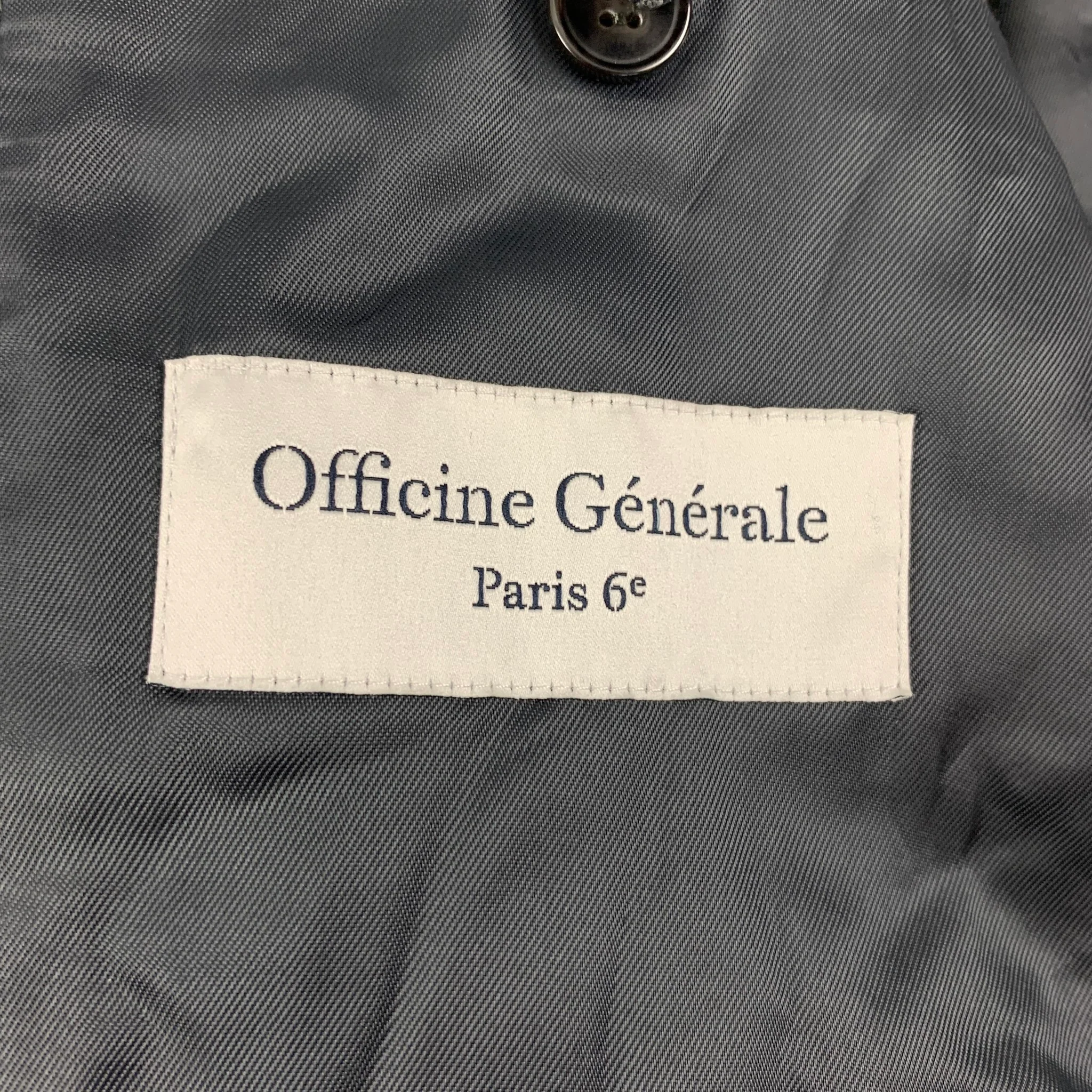 OFFICINE GENERALE Size 38 Black White Herringbone Wool Silk Sport Coat - Image 7
