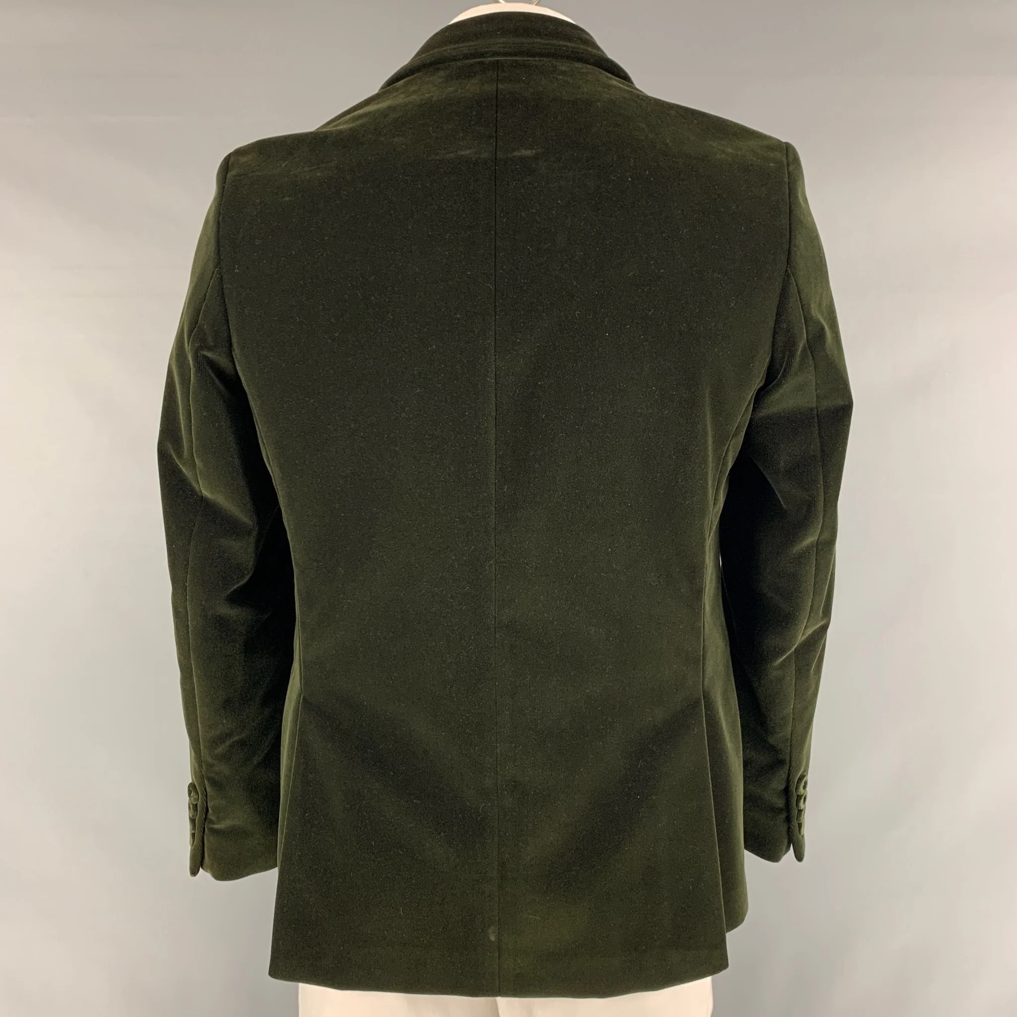 OFFICINE GENERALE Size 42 Olive Solid Cotton Velvet Sport Coat - Image 3