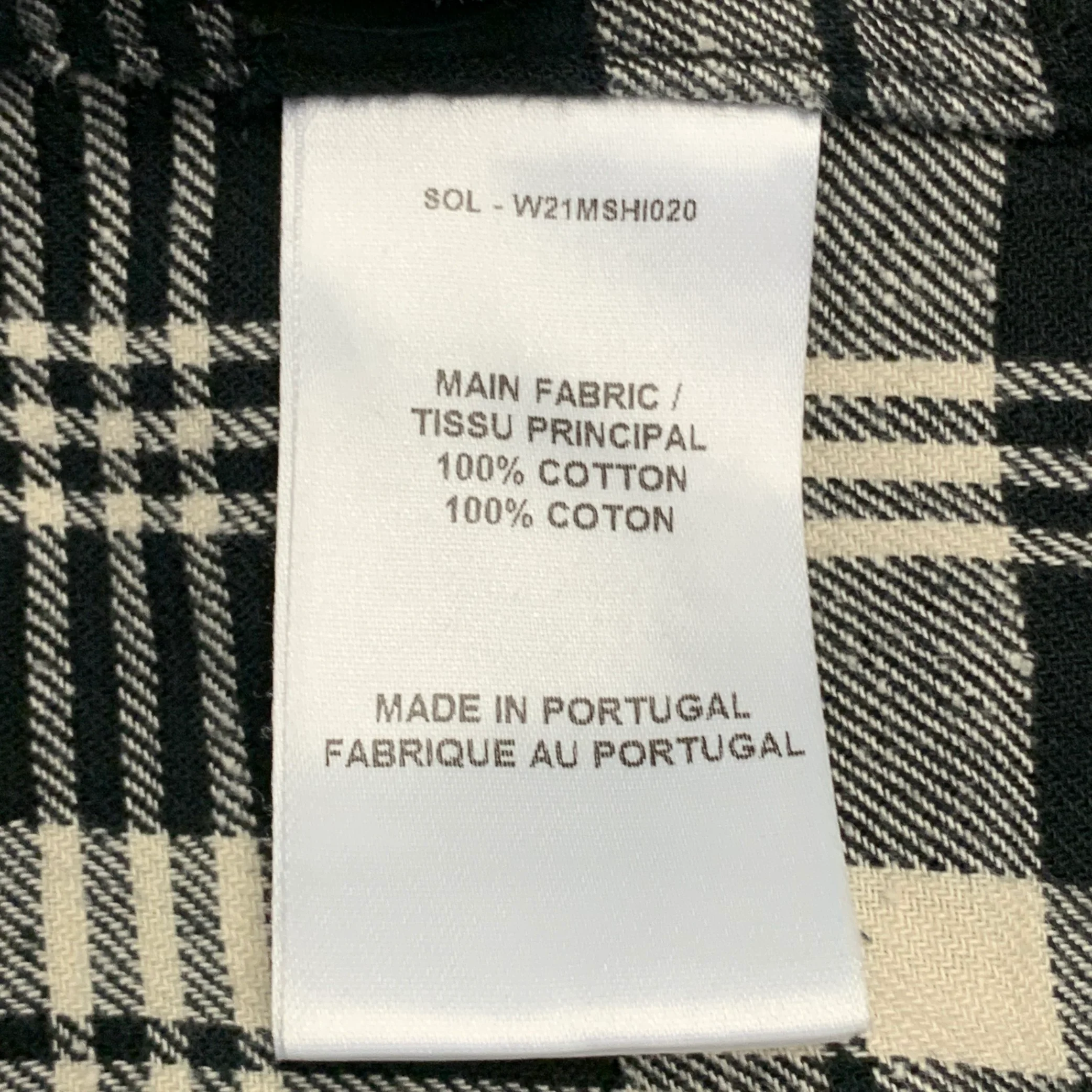 OFFICINE GENERALE Size L Black White Plaid Cotton One Pocket Long Sleeve Shirt - Image 5