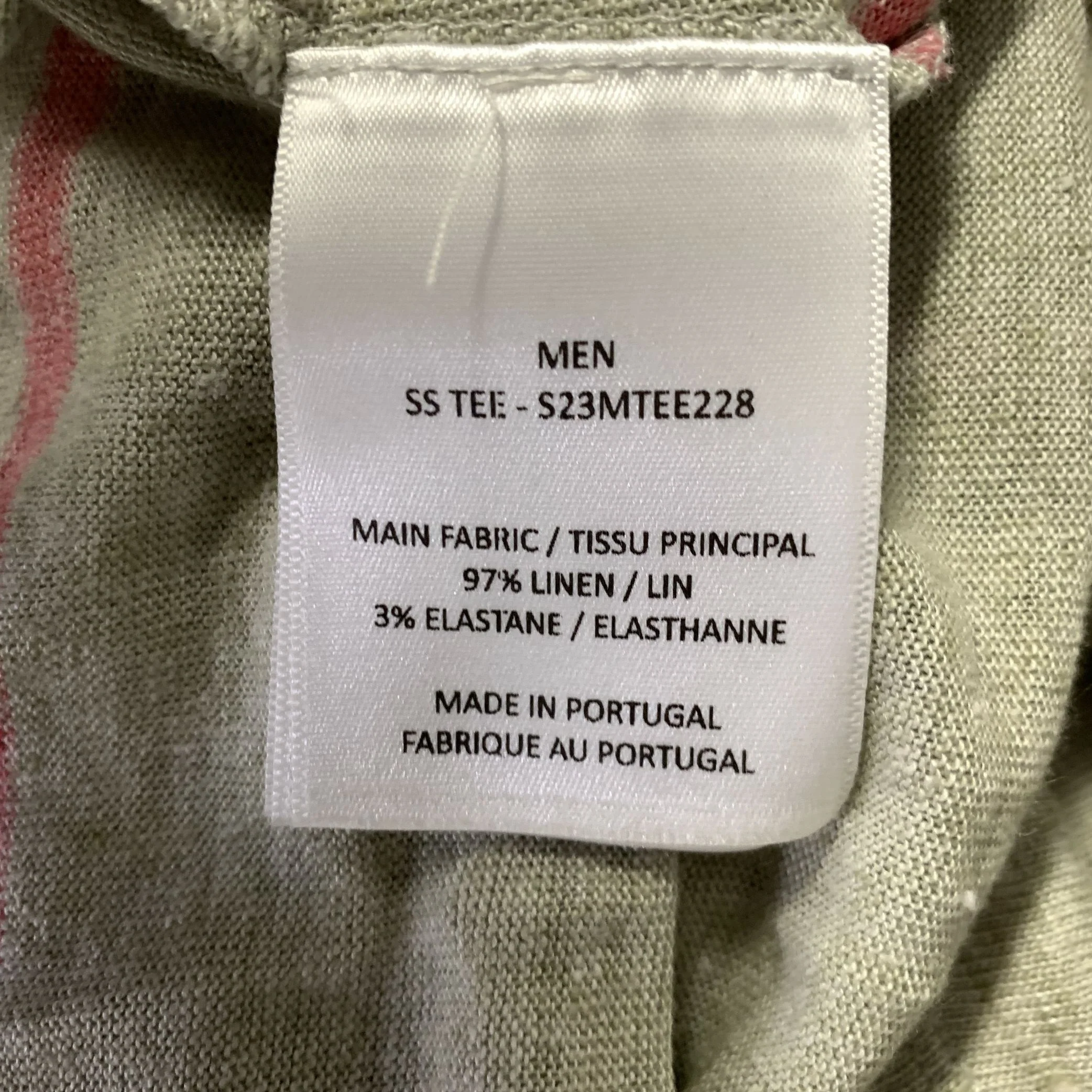 OFFICINE GENERALE Size M Grey Pink Stripe Linen Blend Boat Neck T shirt - Image 5