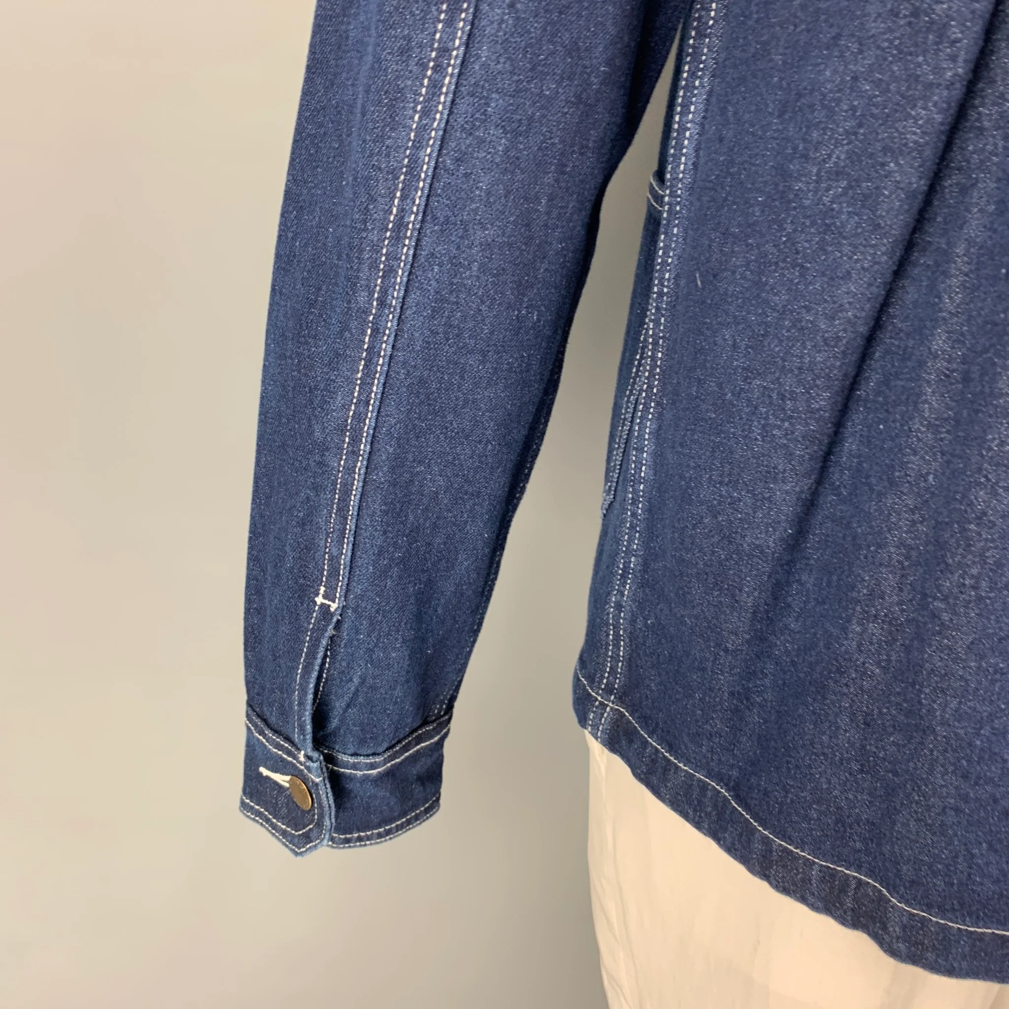 OKONKWO Size L Indigo Cotton Worker Jacket - Image 4