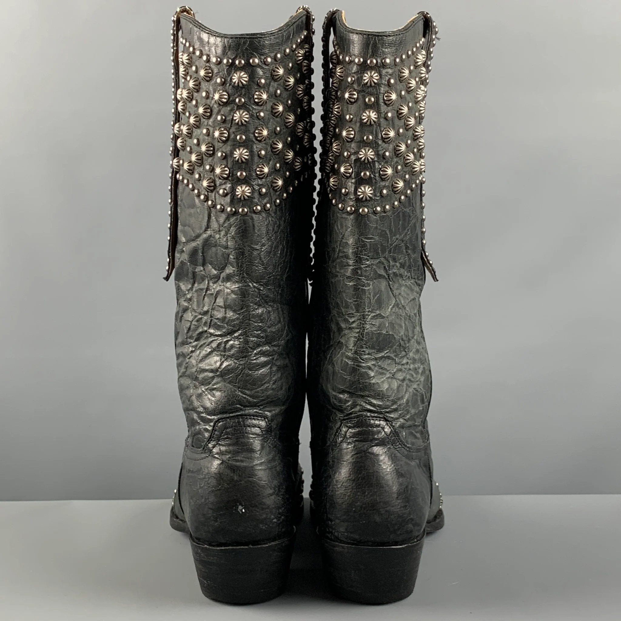 OLD GRINGO Size 10 Black Studded Leather Pull On Boots - Image 3