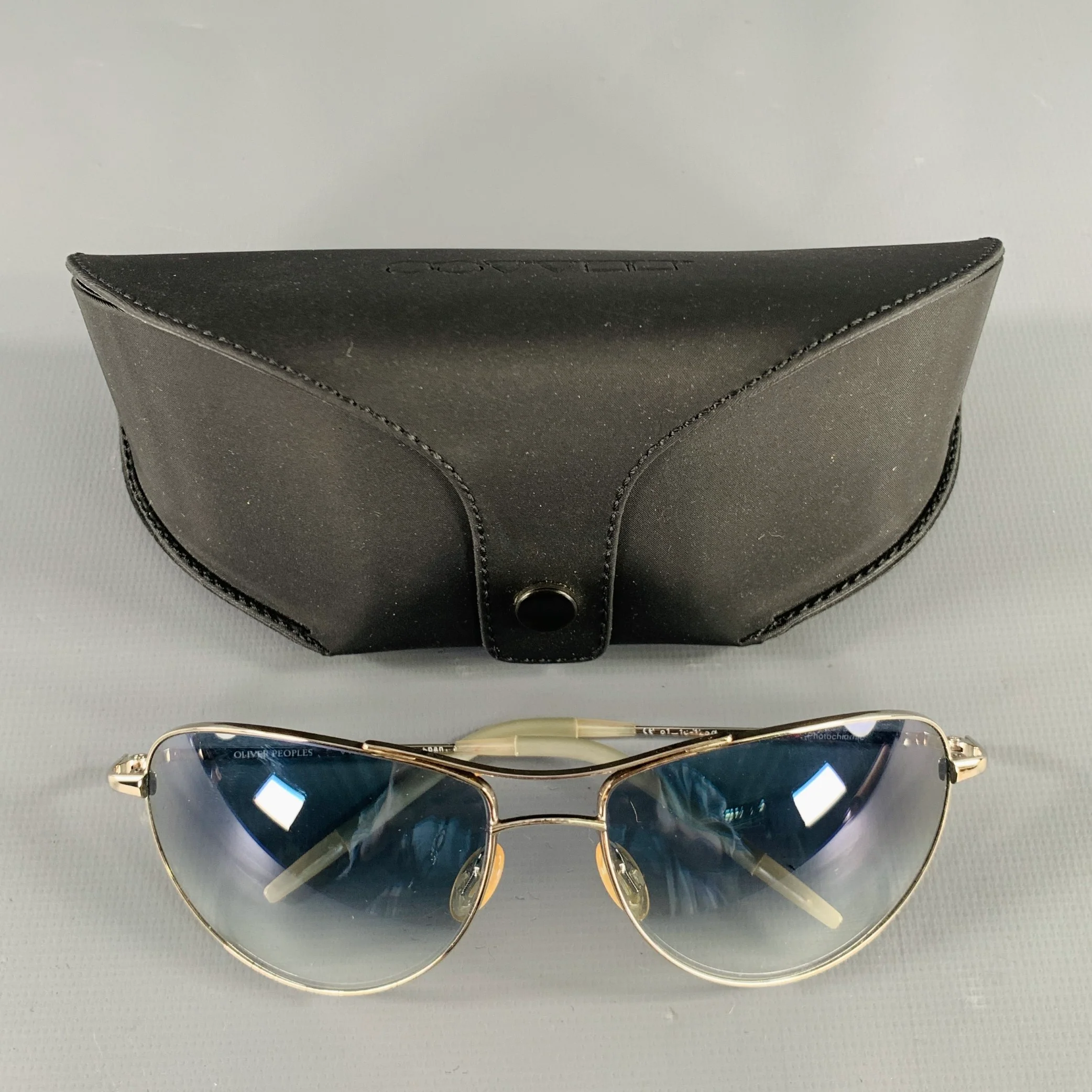 OLIVER PEOPLES -Commander- Silver Grey Metal Aviator Sunglasses - Image 7