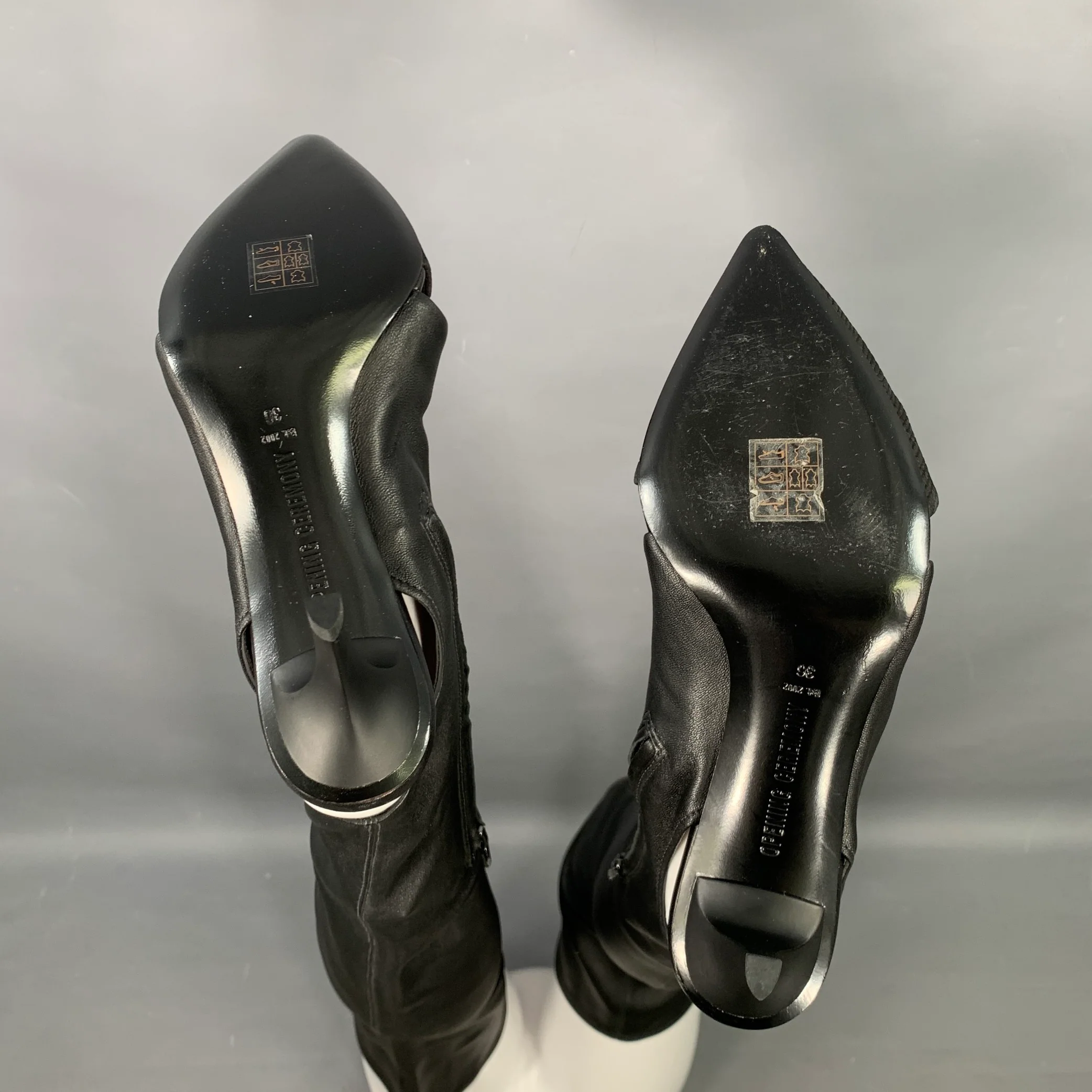 OPENING CEREMONY Size 6 Black Leather Mixed Fabrics Pointed Toe Boots - Image 5