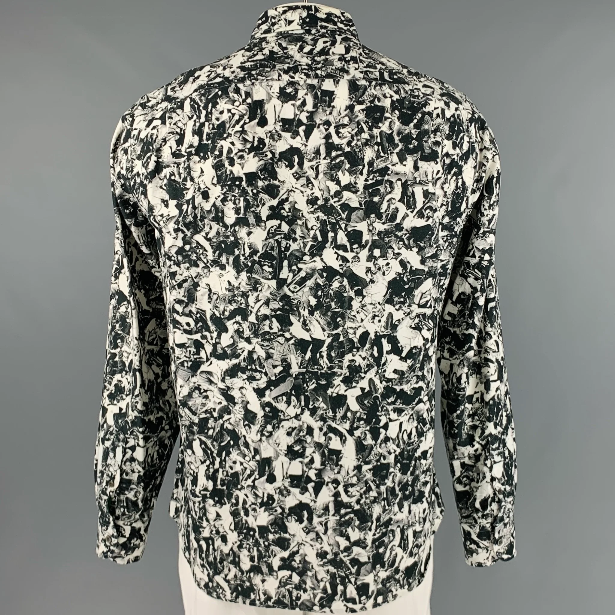 OPENING CEREMONY Size XL Black White Print Cotton Button Down Long Sleeve Shirt - Image 4