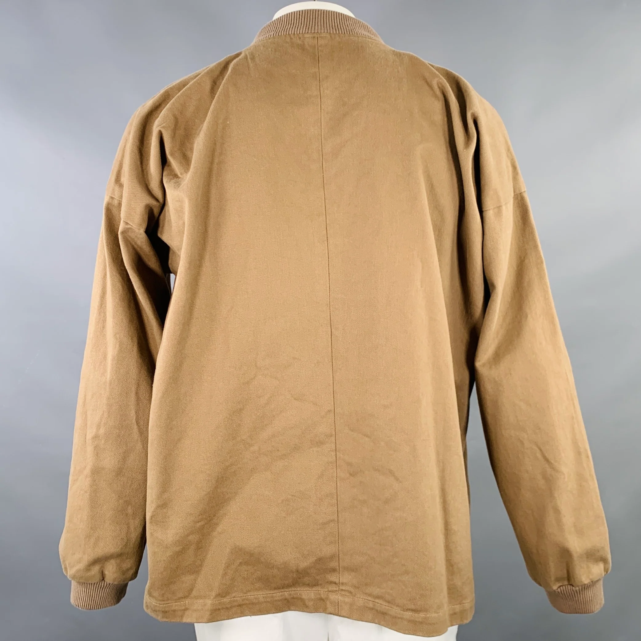 ORDINARY FITS Size L Tan Twill Cotton Bomber Jacket - Image 3
