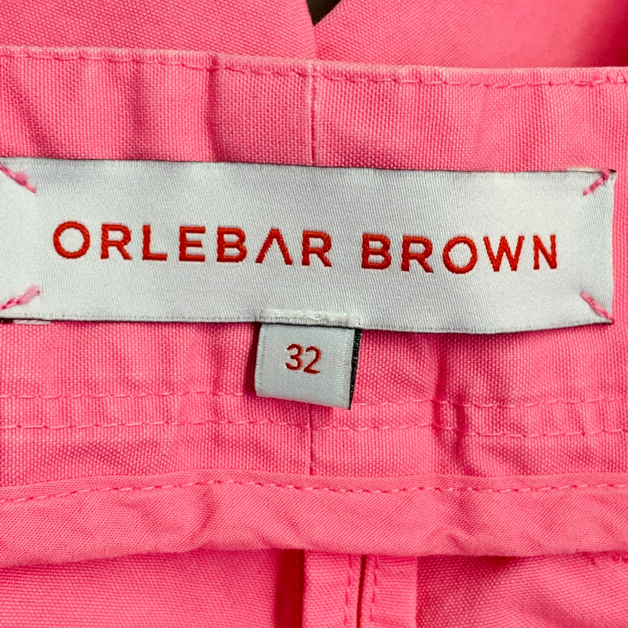 ORLEBAR BROWN Size 32 Neon Pink Cotton Flat Front Tapered Casual Pants - Image 3