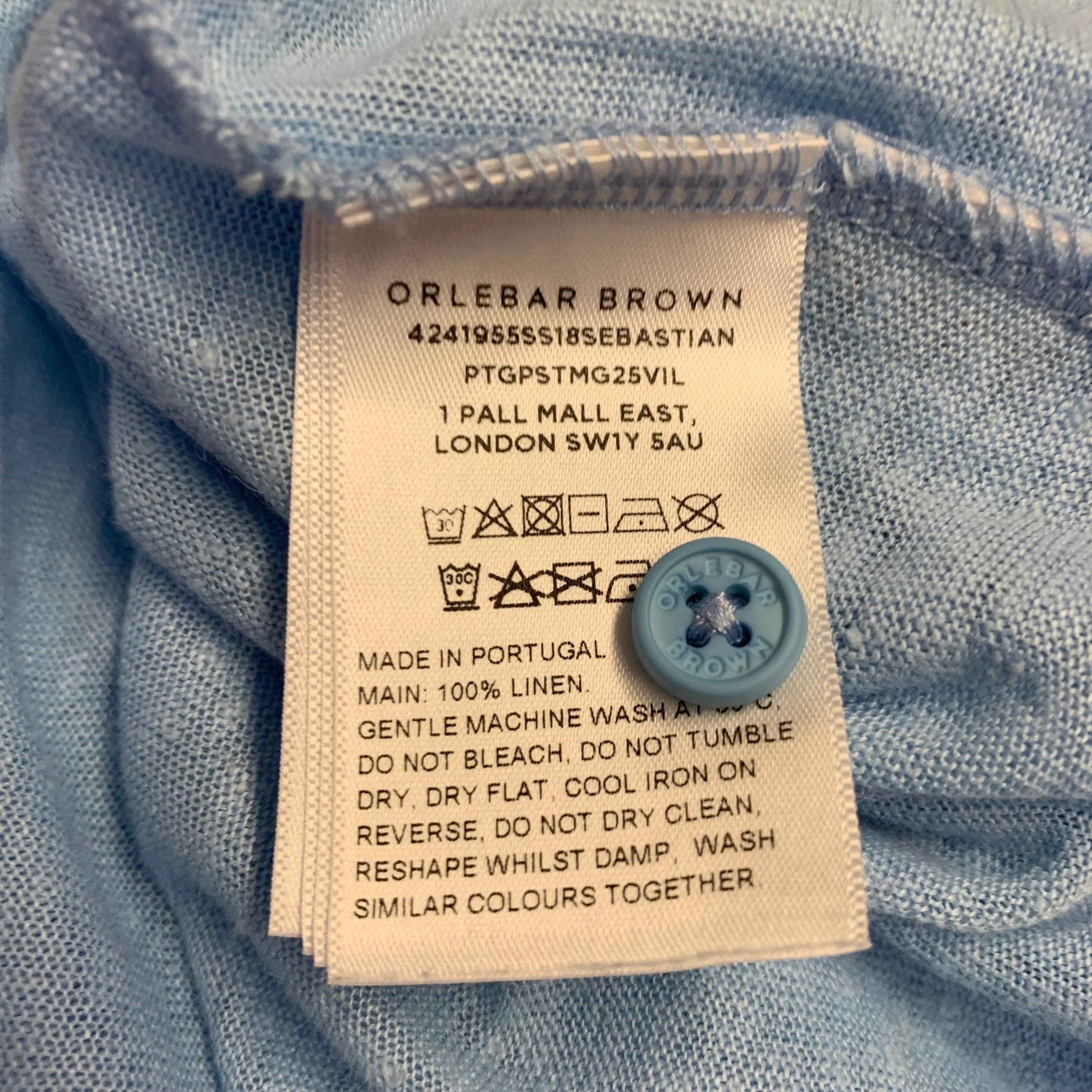 ORLEBAR BROWN Size L Blue Linen Jersey Tailored Fit Short Sleeve Polo - Image 11