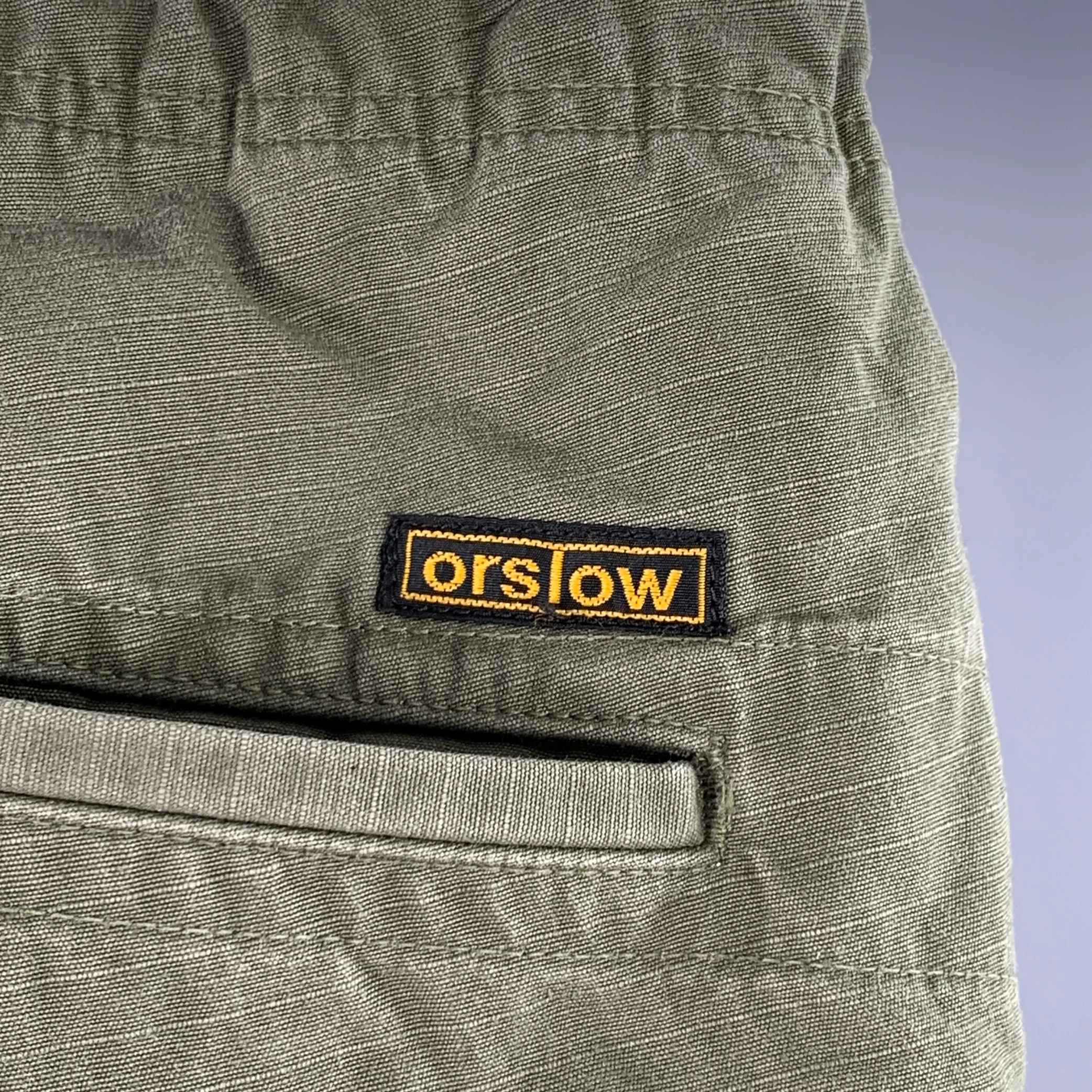 ORSLOW Size M Green Cotton Elastic Waistband Casual Pants - Image 3