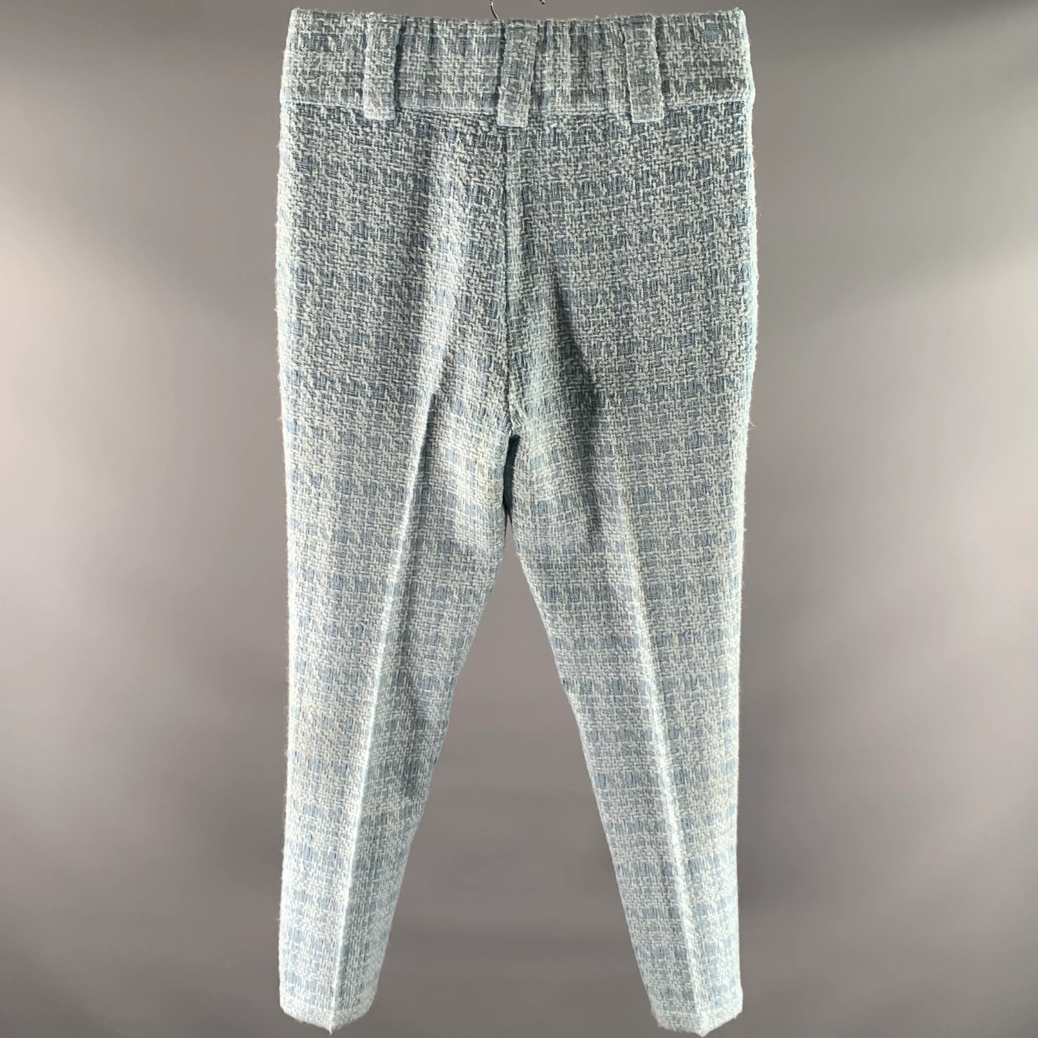 ORTTU Size 30 Light Blue Tweed Acrylic Blend Pants - Image 3
