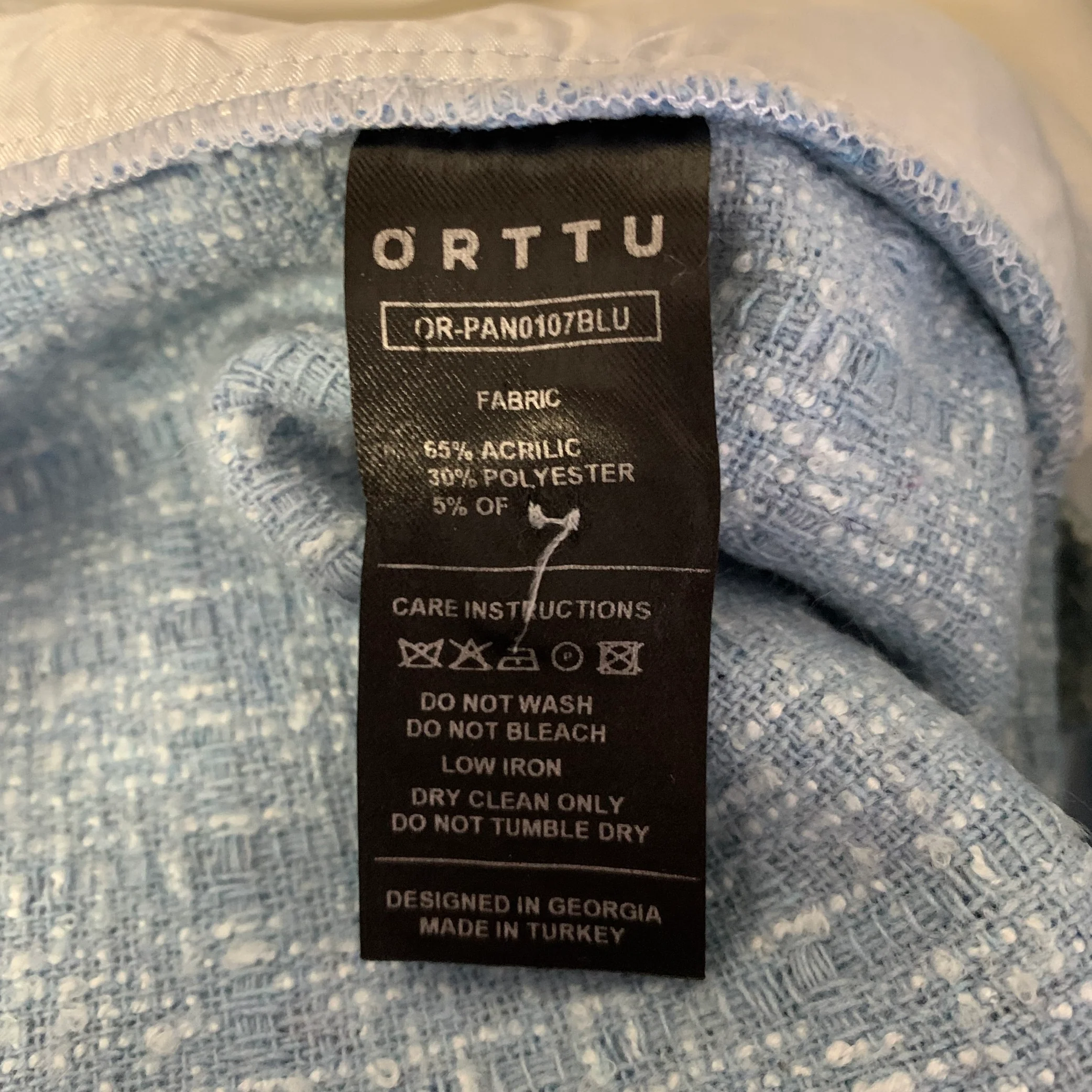 ORTTU Size 30 Light Blue Tweed Acrylic Blend Pants - Image 6