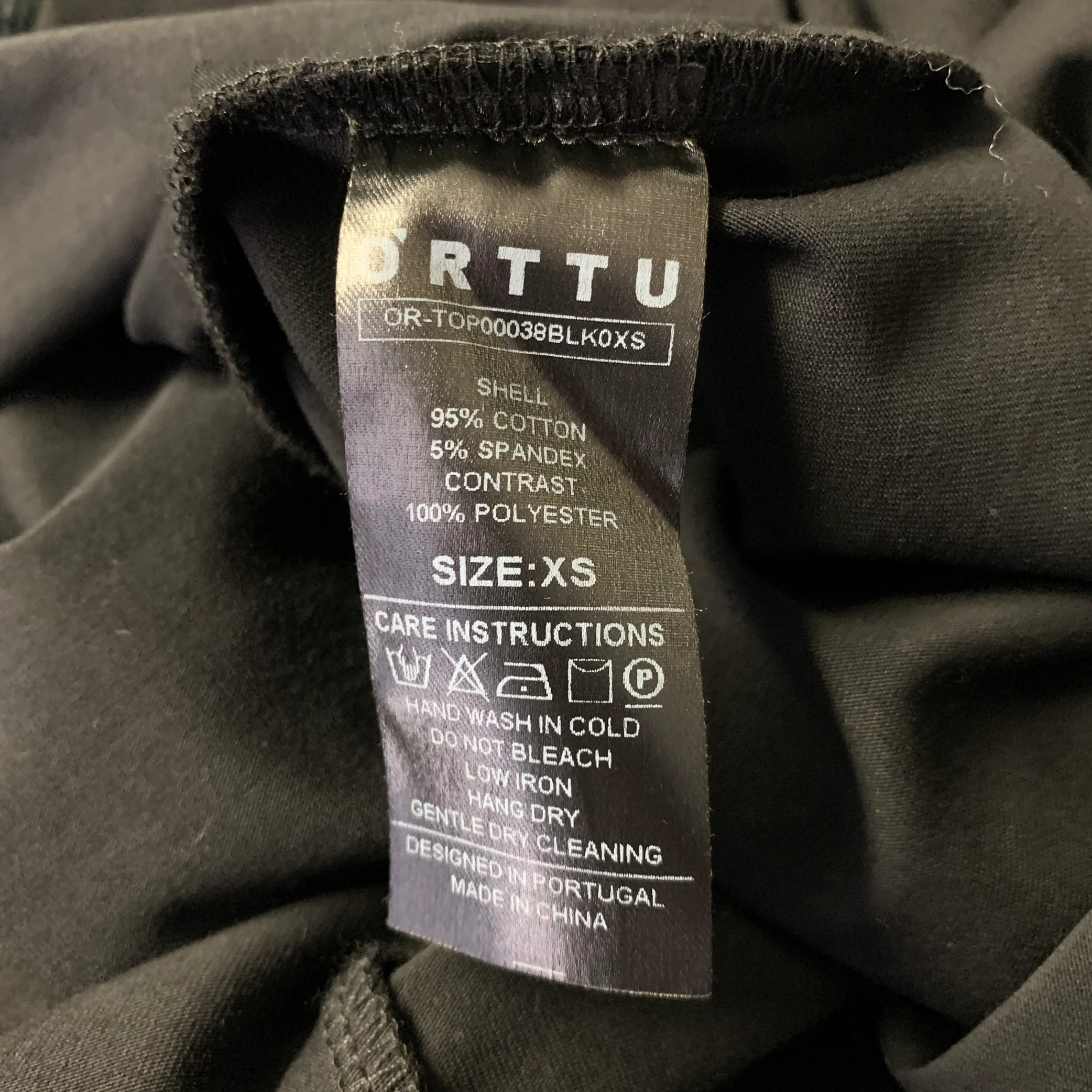 ORTTU Size XS Black Cotton Spandex Texture Sleeve Pullover - Image 6