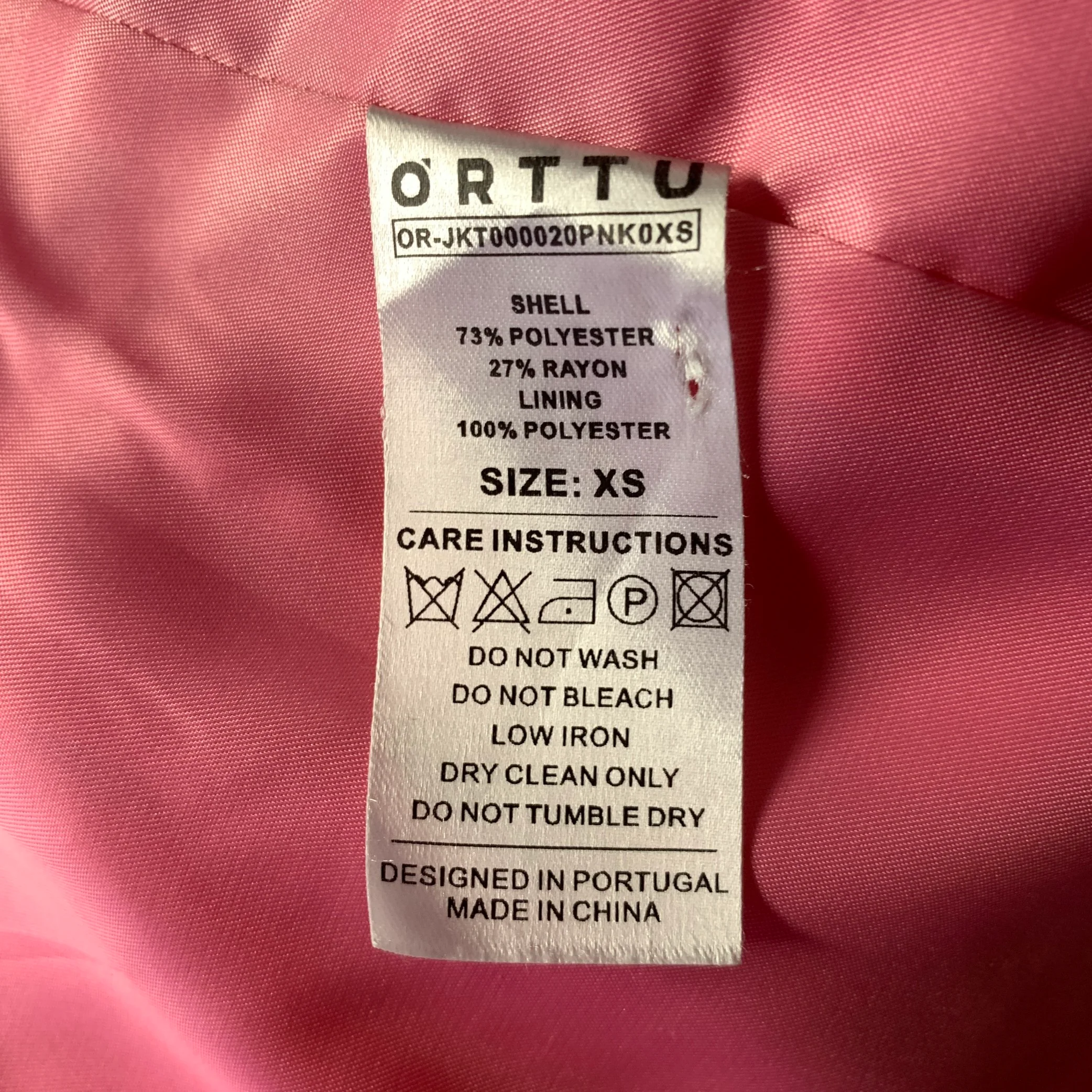 ORTTU Size XS Pink Gold Tweed Polyester Rayon Sport Coat - Image 8