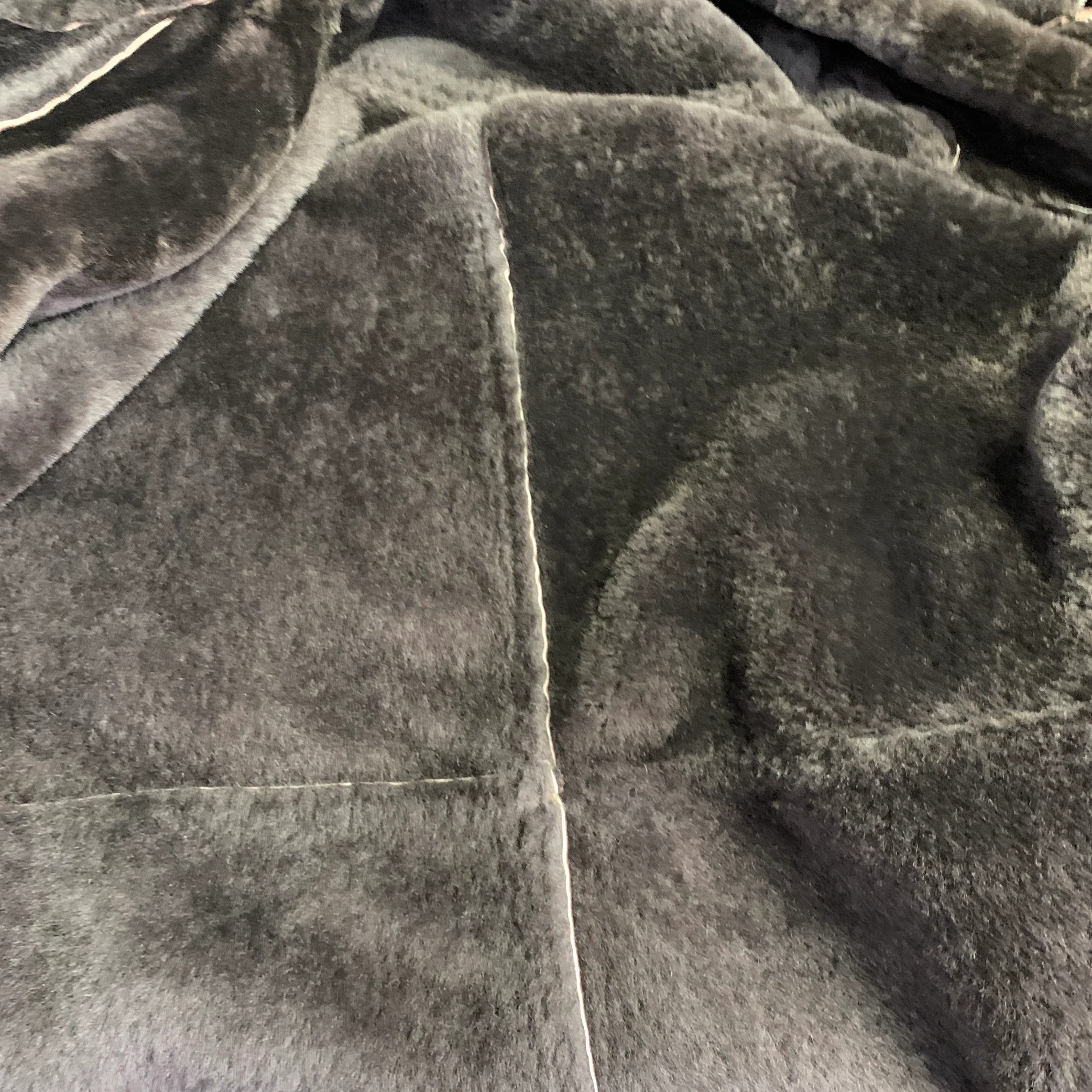 ORVIS Size L Brown Suede Shearling Lined Zip Buttons Coat - Image 8