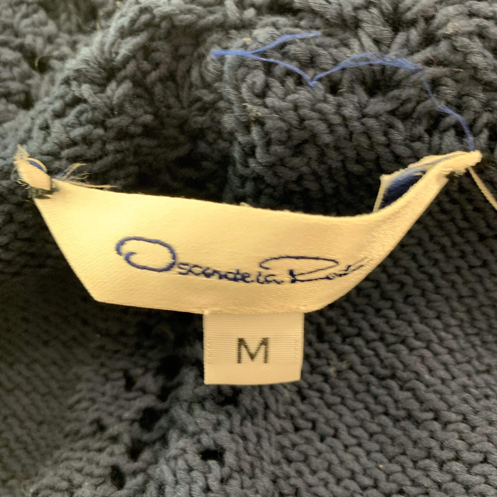 OSCAR DE LA RENTA Size M Navy Cotton Crochet Sleeveless Casual Top - Image 4