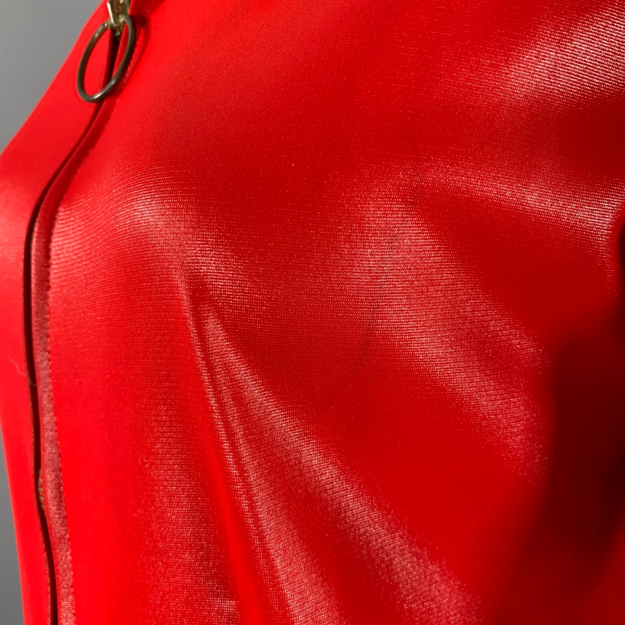 OSCAR DE LA RENTA Size M Red Zip Up Cover-Up Jacket - Image 4