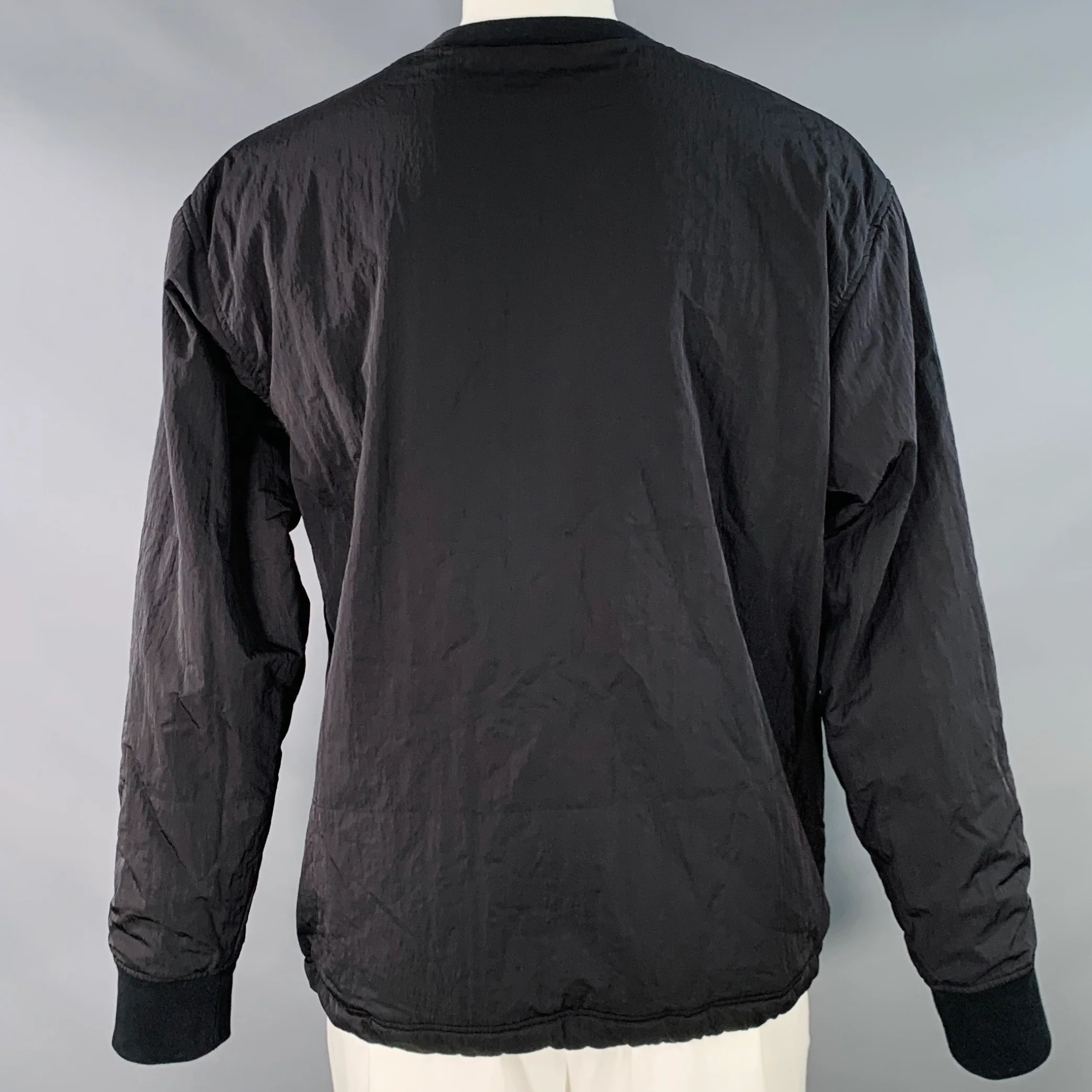 OUR LEGACY AW14 BLACK WAVE Size L Black Polyamide Crew Neck Kangaroo Pocket Sweatshirt - Image 3