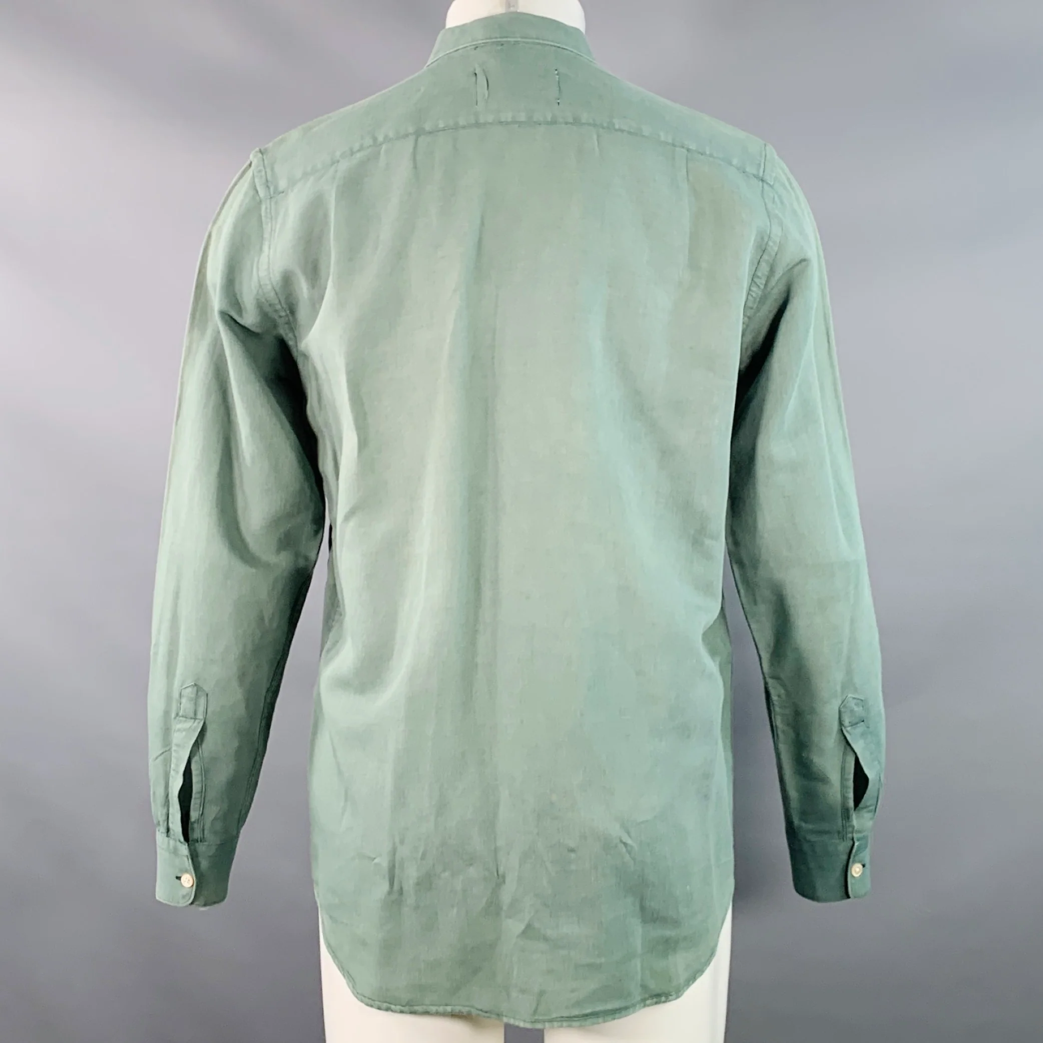 OUR LEGACY Size 38 Green Cotton One Pocket Long Sleeve Shirt - Image 3