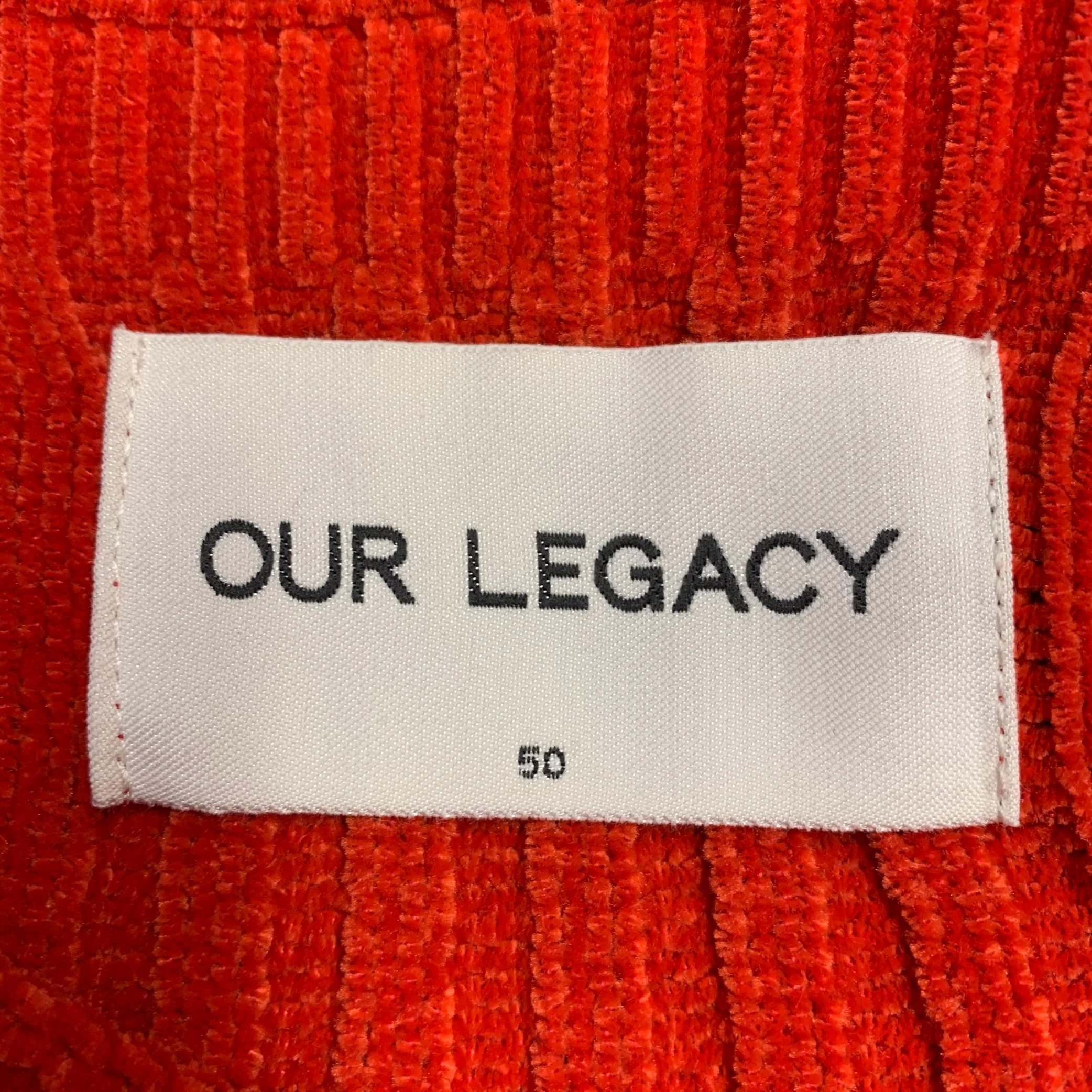 OUR LEGACY Size 40 Orange Chenille Ribbed Polyester Crew Neck Pullover - Image 4