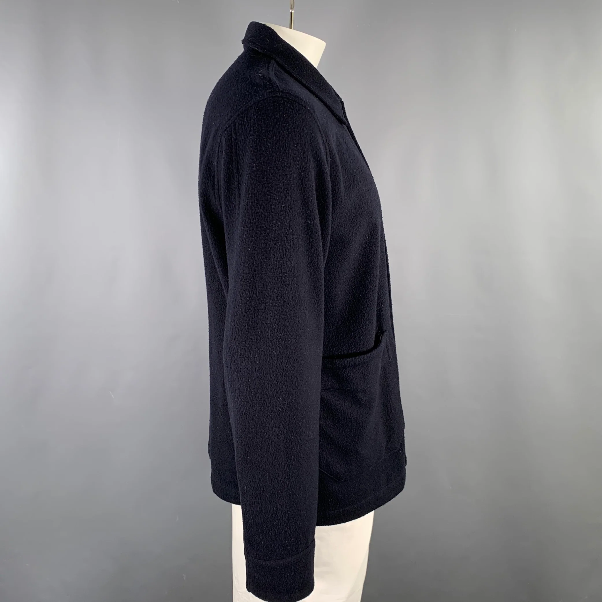 OUR LEGACY Size 40 Navy Black Wool Polyestar Cashmere Button Down Jacket - Image 2