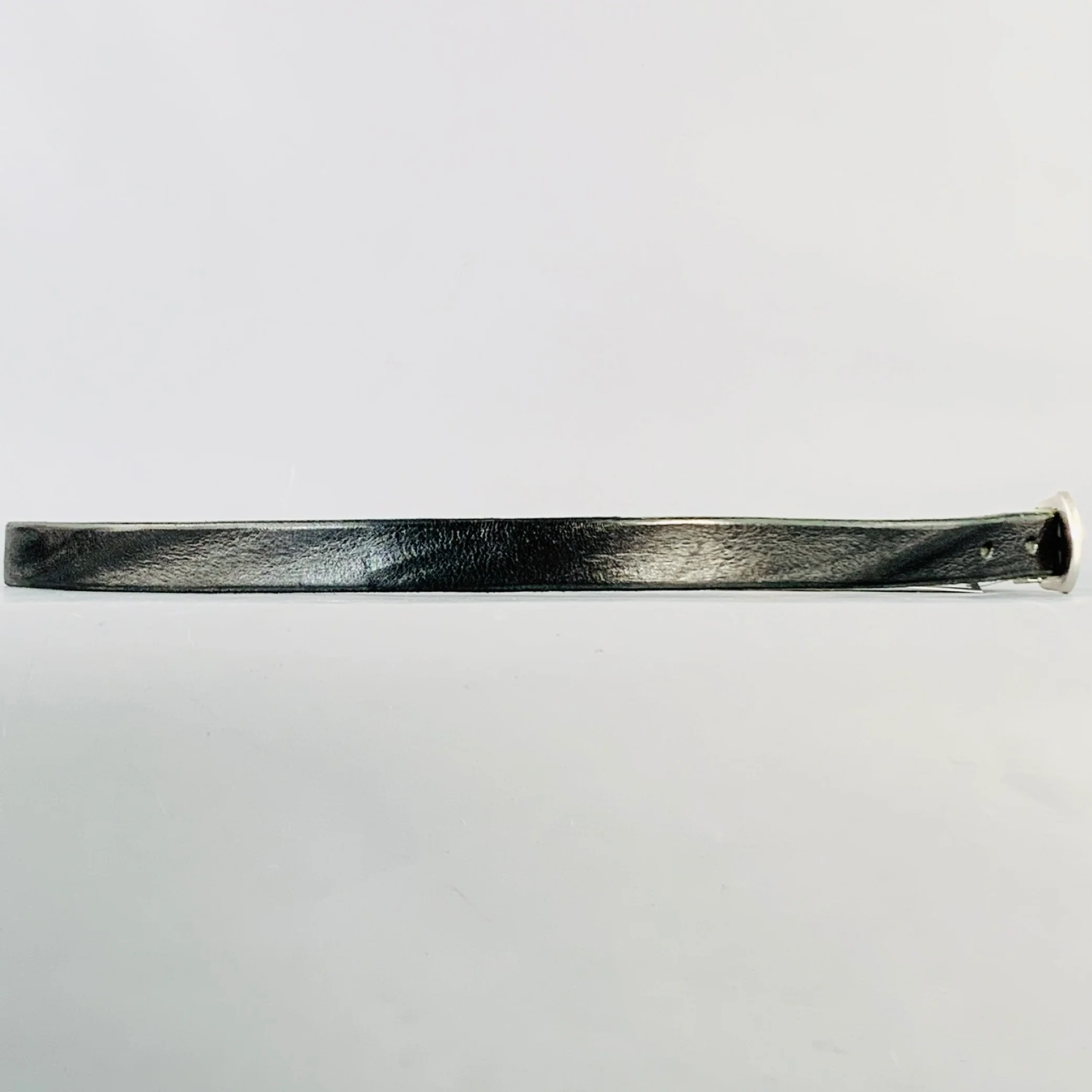 OUR LEGACY Size L Black Silver Leather Skinny Belt - Image 3