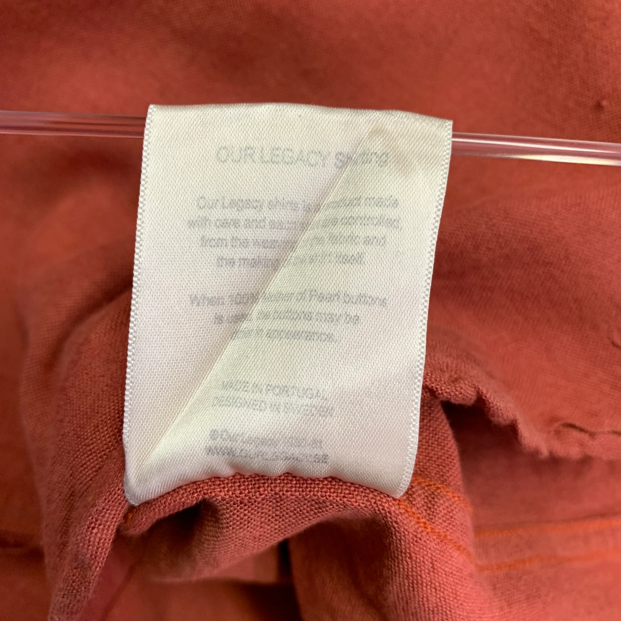 OUR LEGACY Size M Orange Rust Linen Cotton One Pocket Long Sleeve Shirt - Image 9