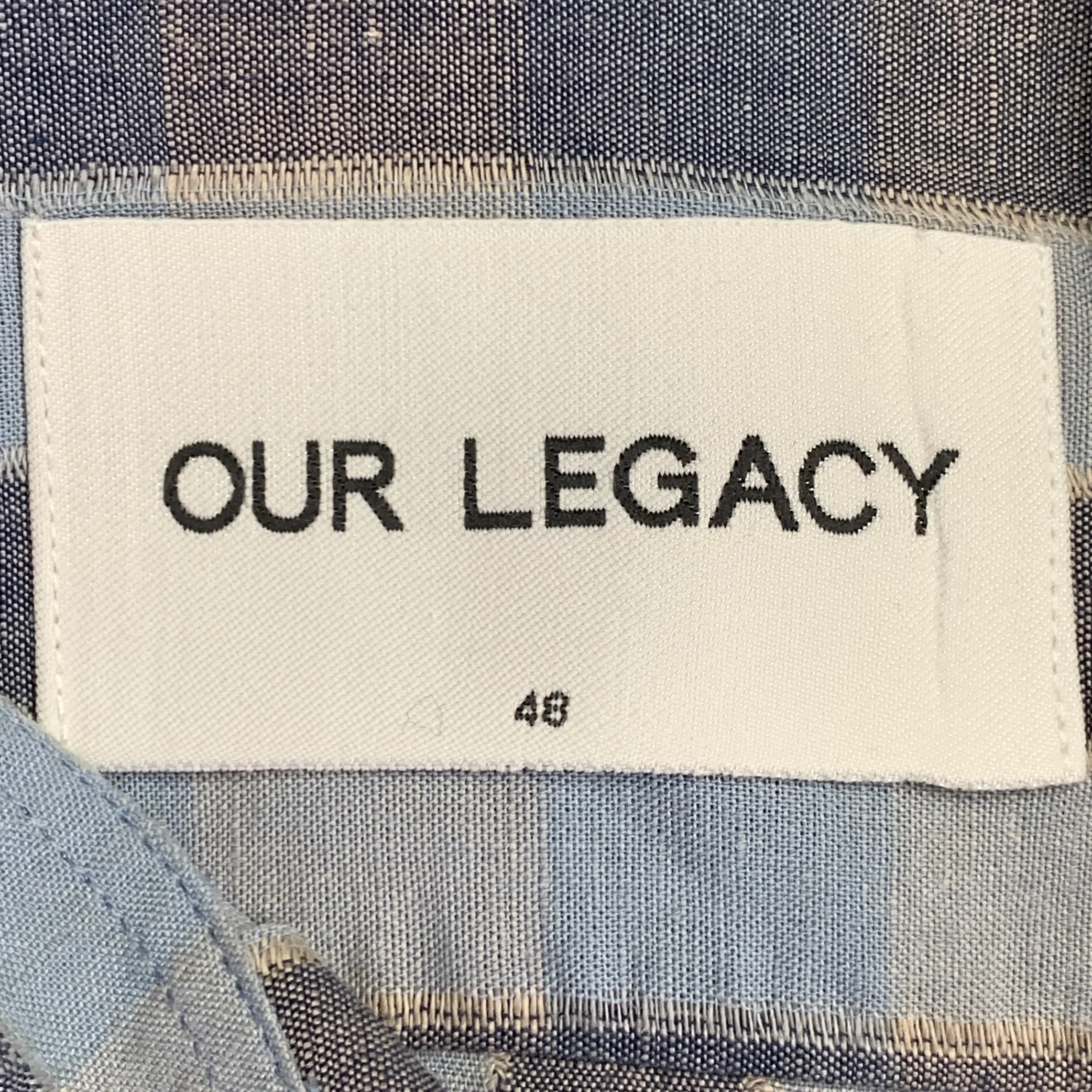 OUR LEGACY SS16 Size 38 Blue Grey Plaid Linen Cotton One Pocket Long Sleeve Shirt - Image 5