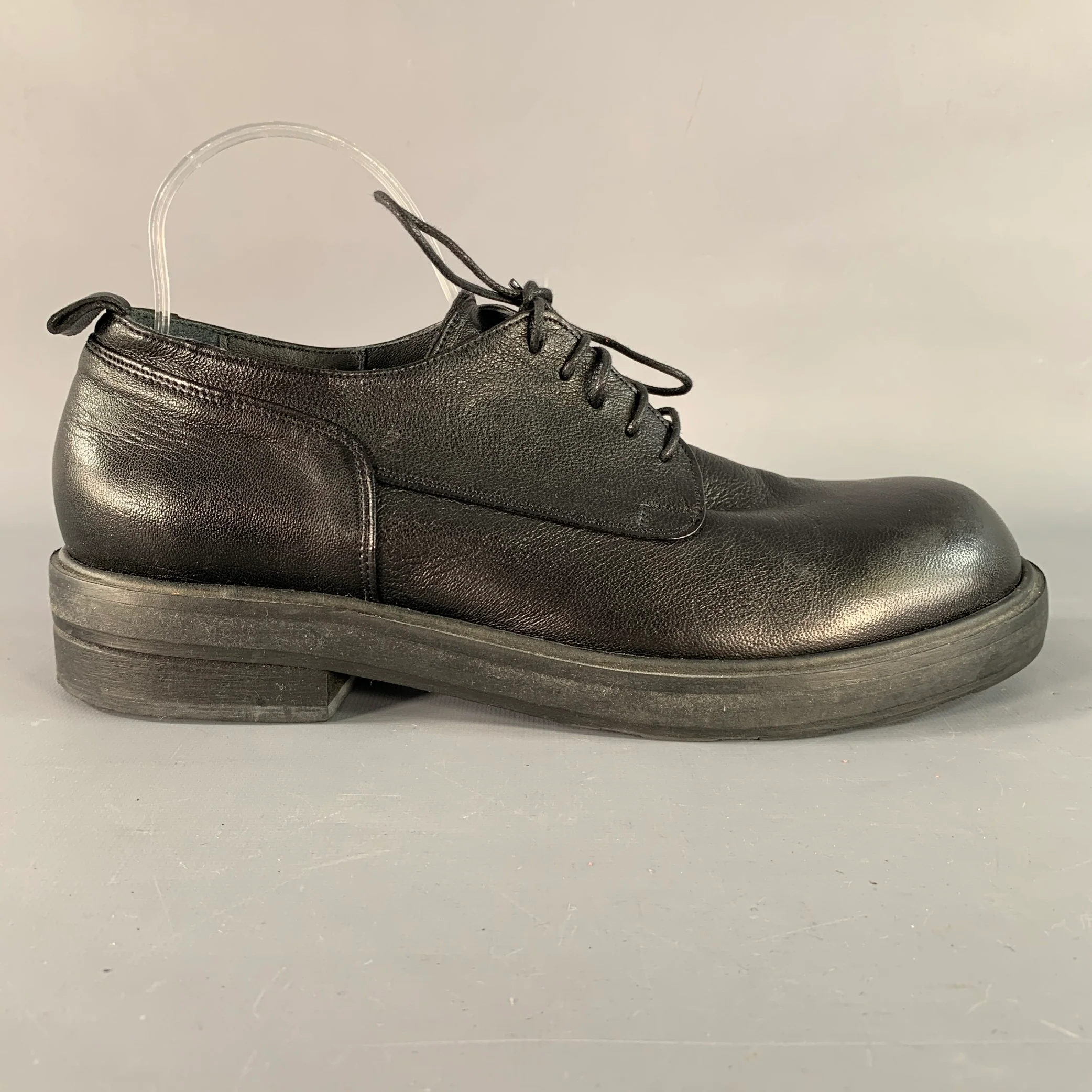 OXS Size 10 Black Leather Derby Lace Up Shoes - Image 2