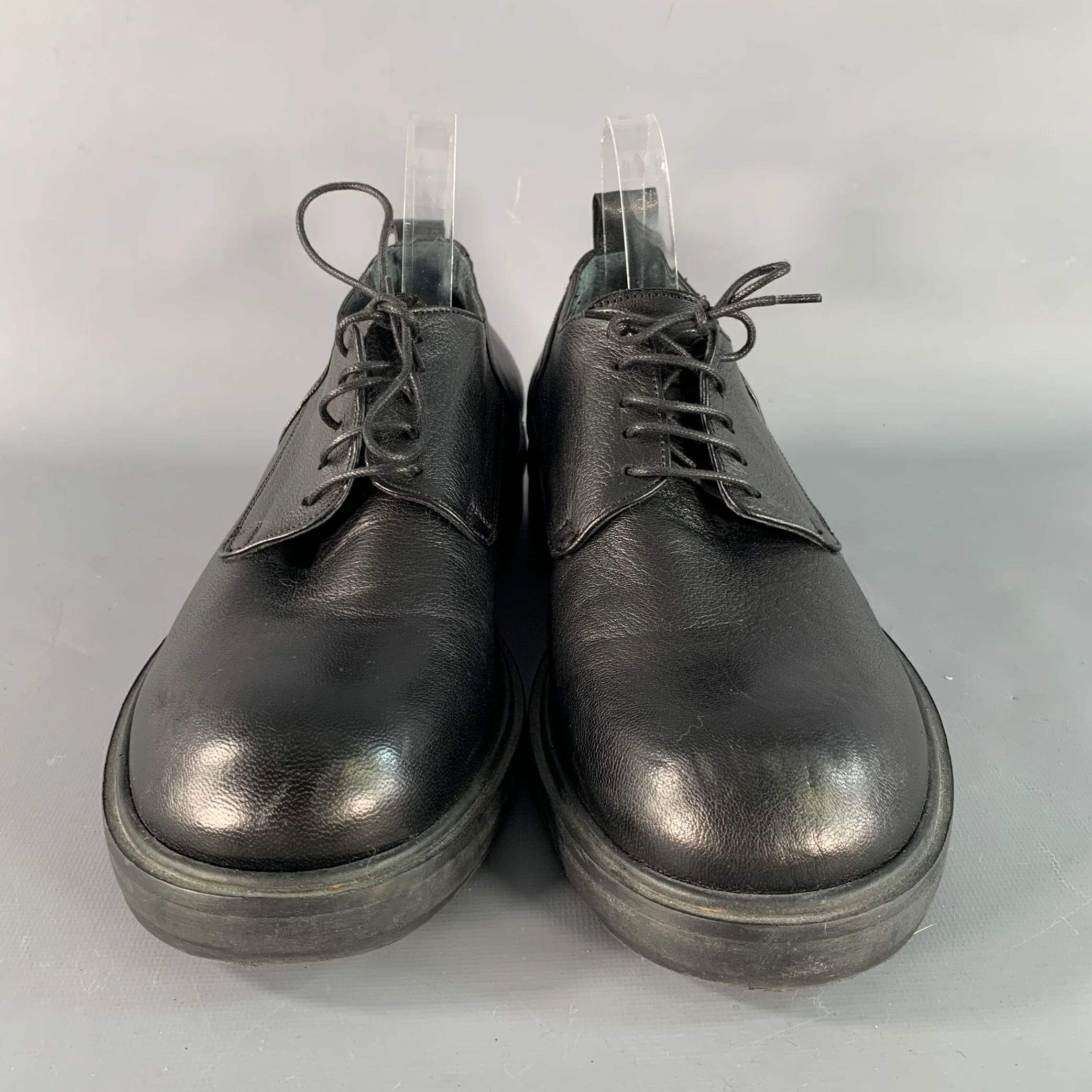 OXS Size 10 Black Leather Derby Lace Up Shoes - Image 4
