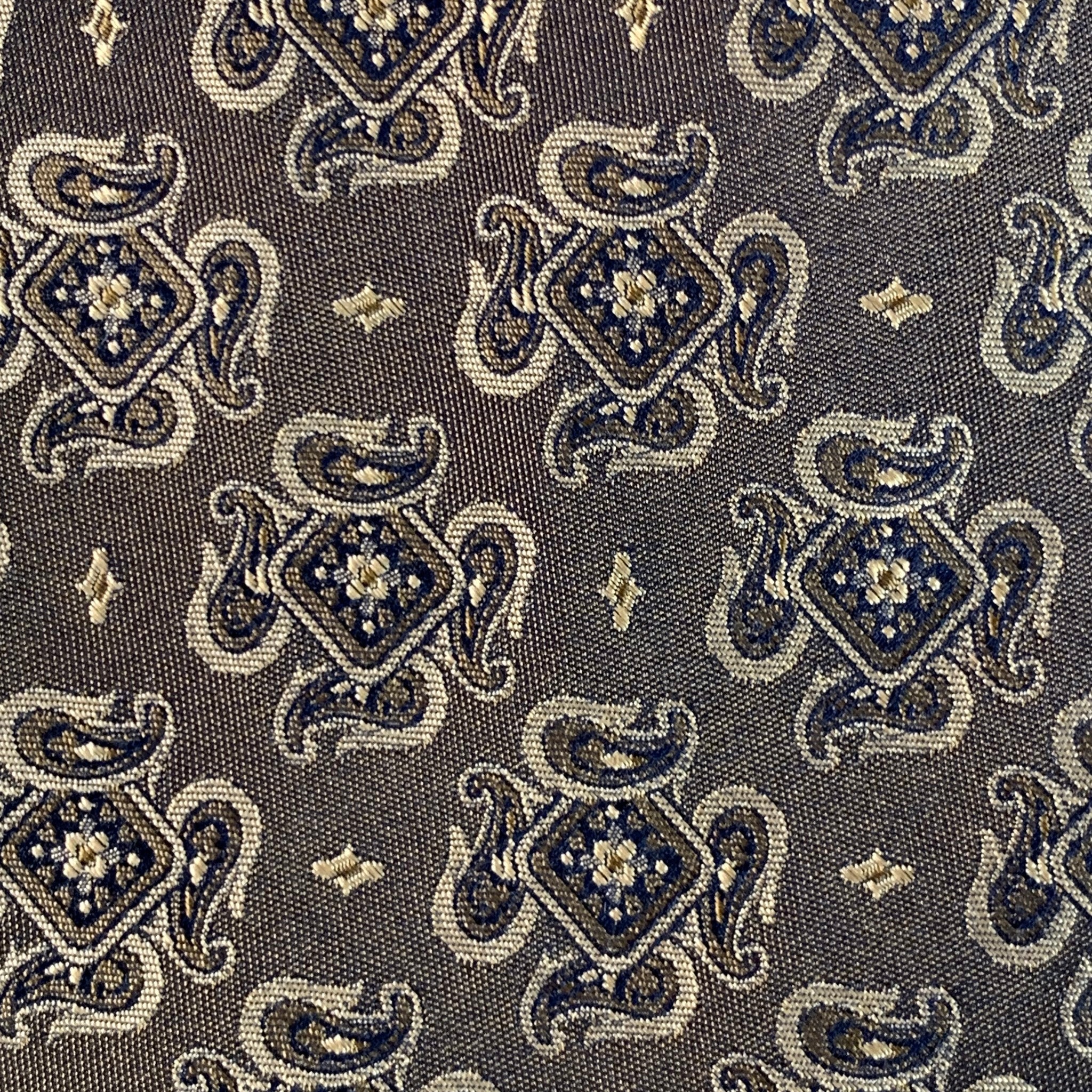 OXXFORD CLOTHES Brown Tan Jacquard Silk Tie - Image 3