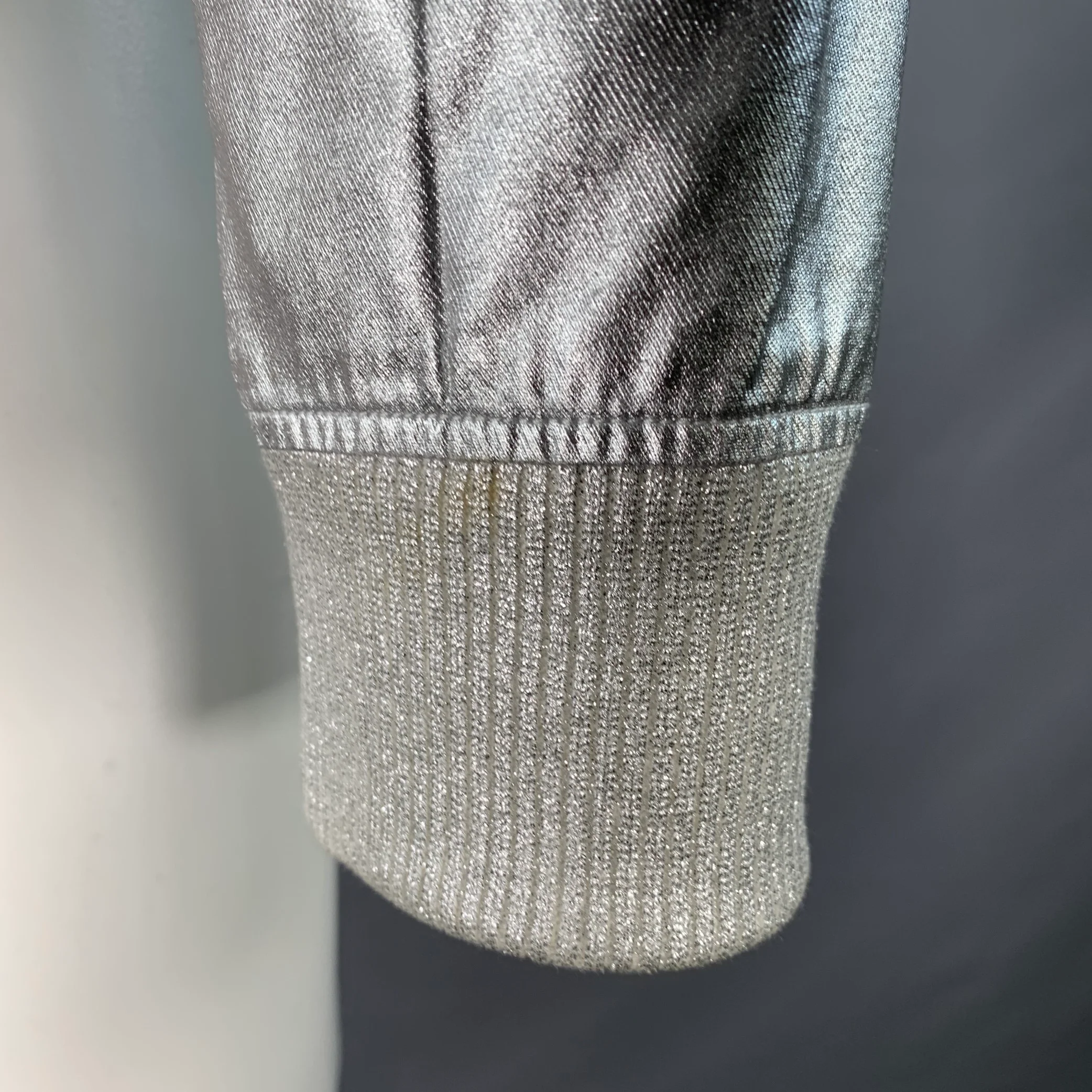 PACO RABANNE Size 38 Silver Shimmer Viscose Bomber Jacket - Image 6
