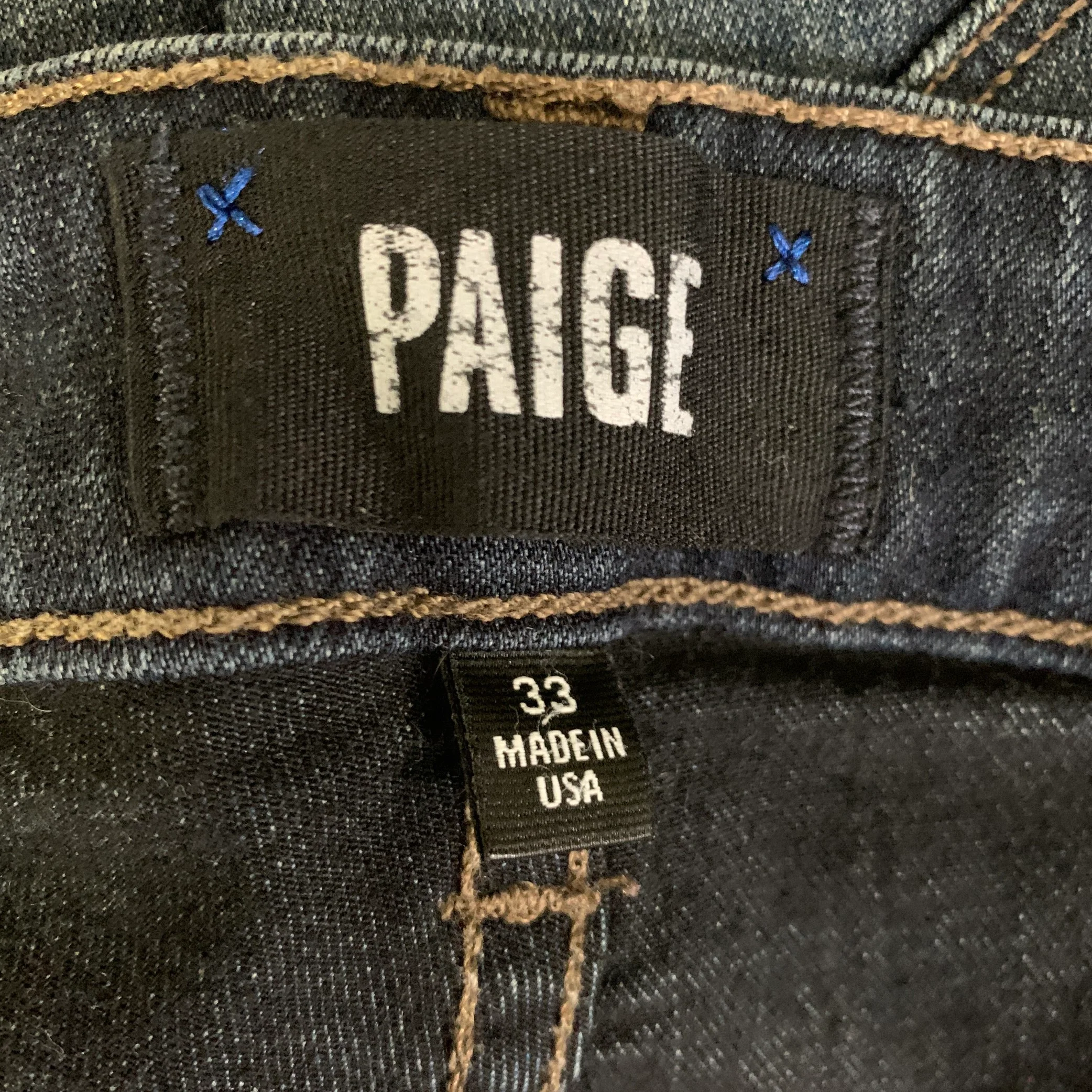 PAIGE Size 32 Blue Indigo Contrast Stitch Denim Low Rise Jeans - Image 3