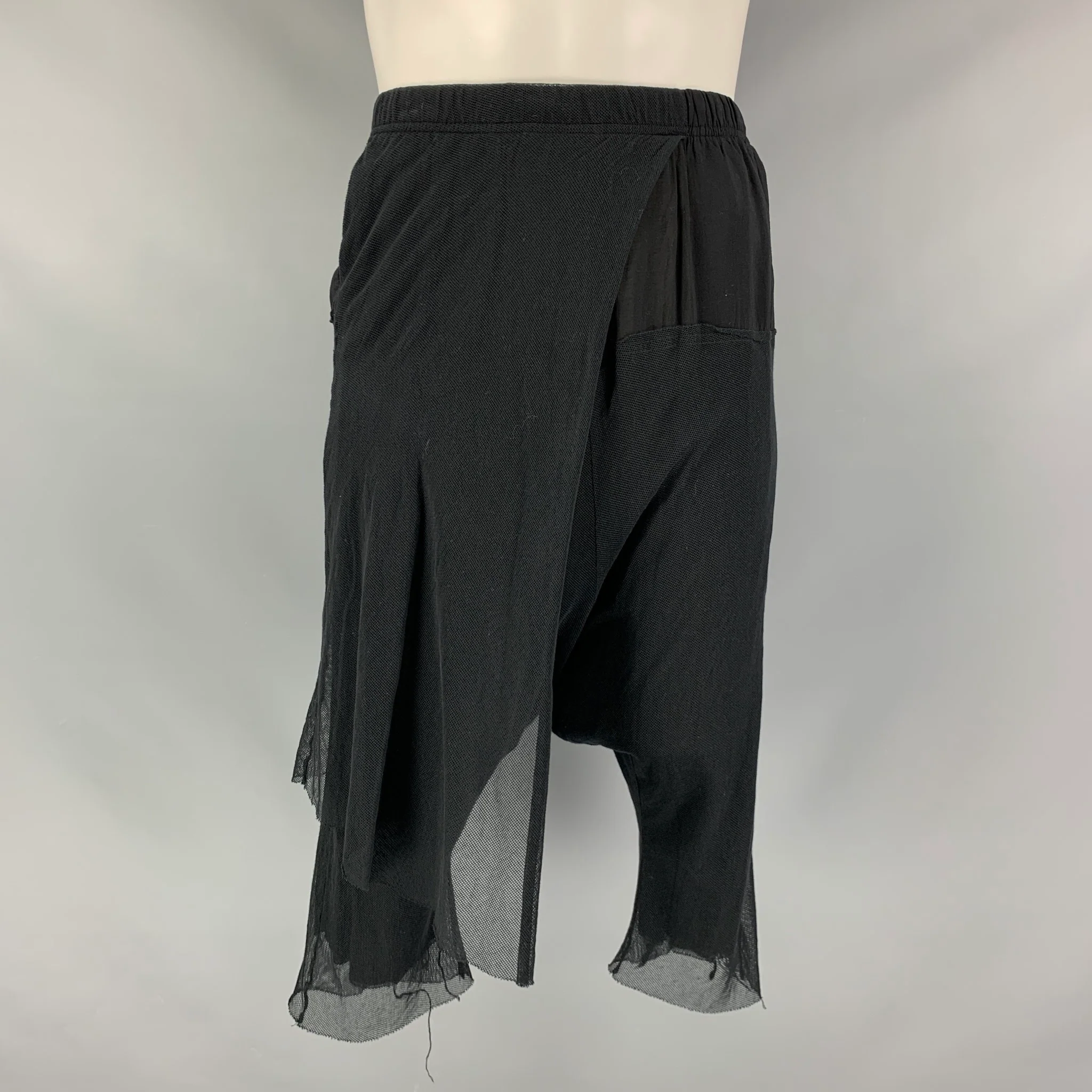 PAL OFFNER Size S Black Viscose Cashmere Elastic Waistband Shorts