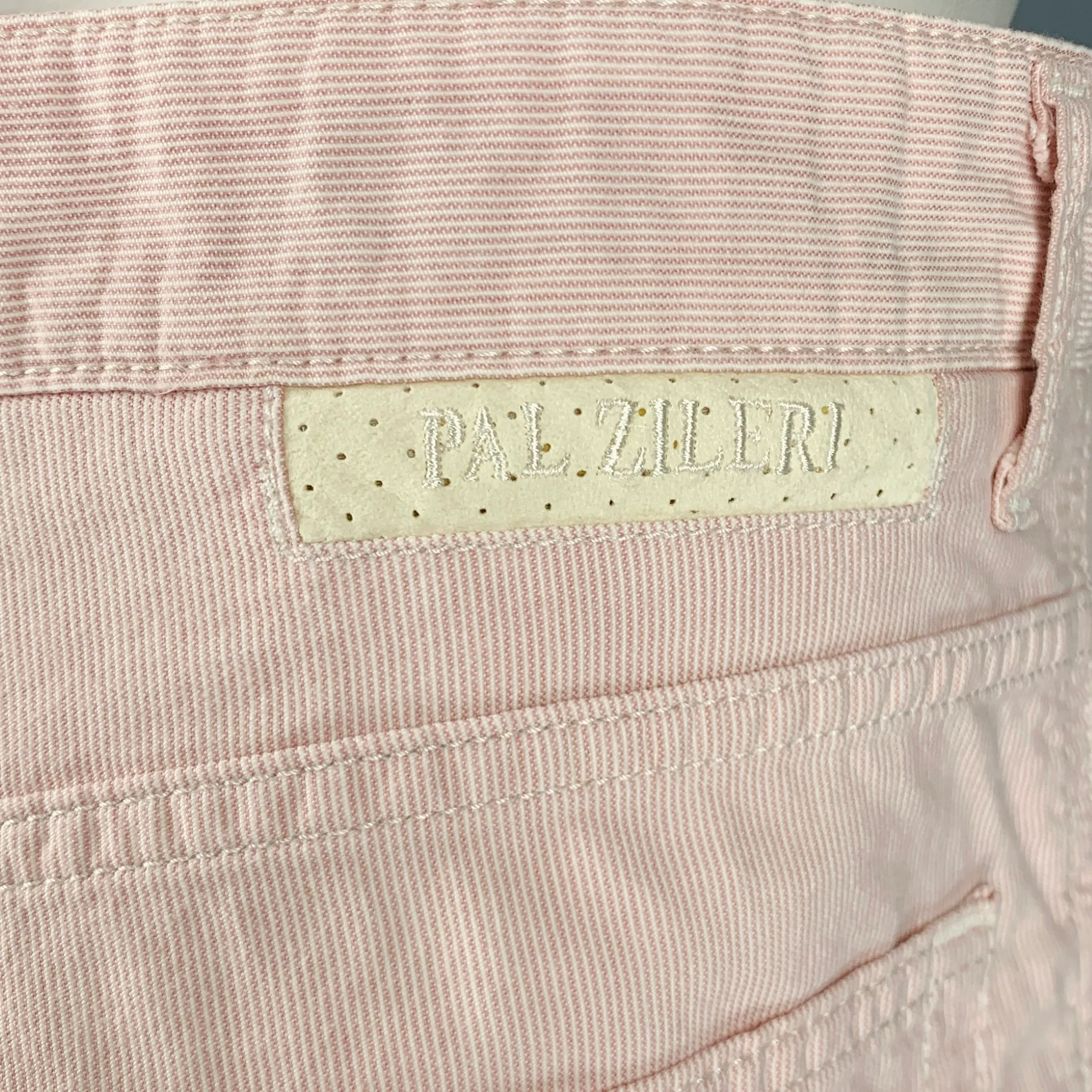 PAL ZILERI Size 36 Pink White Stripe Cotton 5 Pockets Casual Pants - Image 3