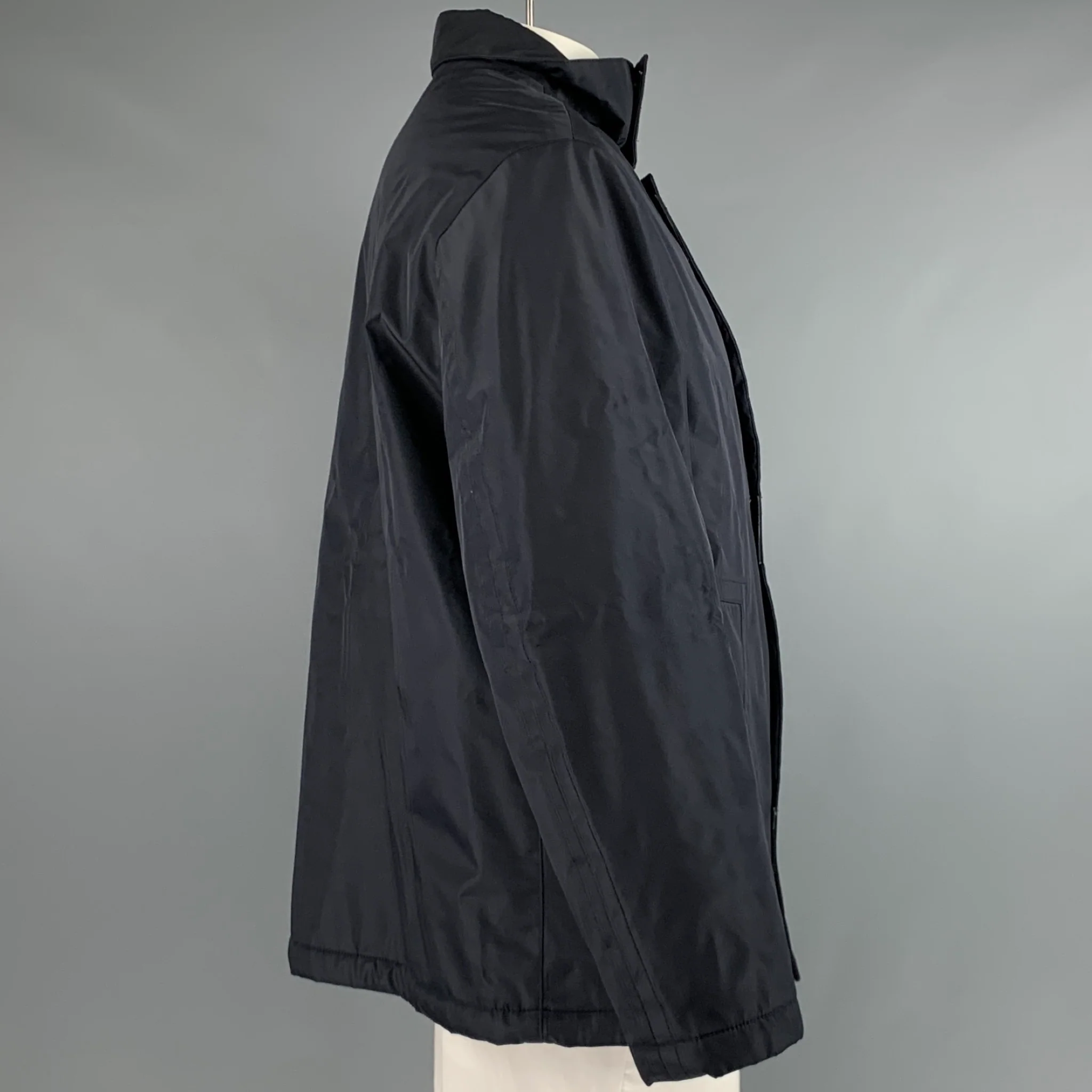PAL ZILERI Size 44 Navy Solid Polyester Blend Zip Up Jacket - Image 2