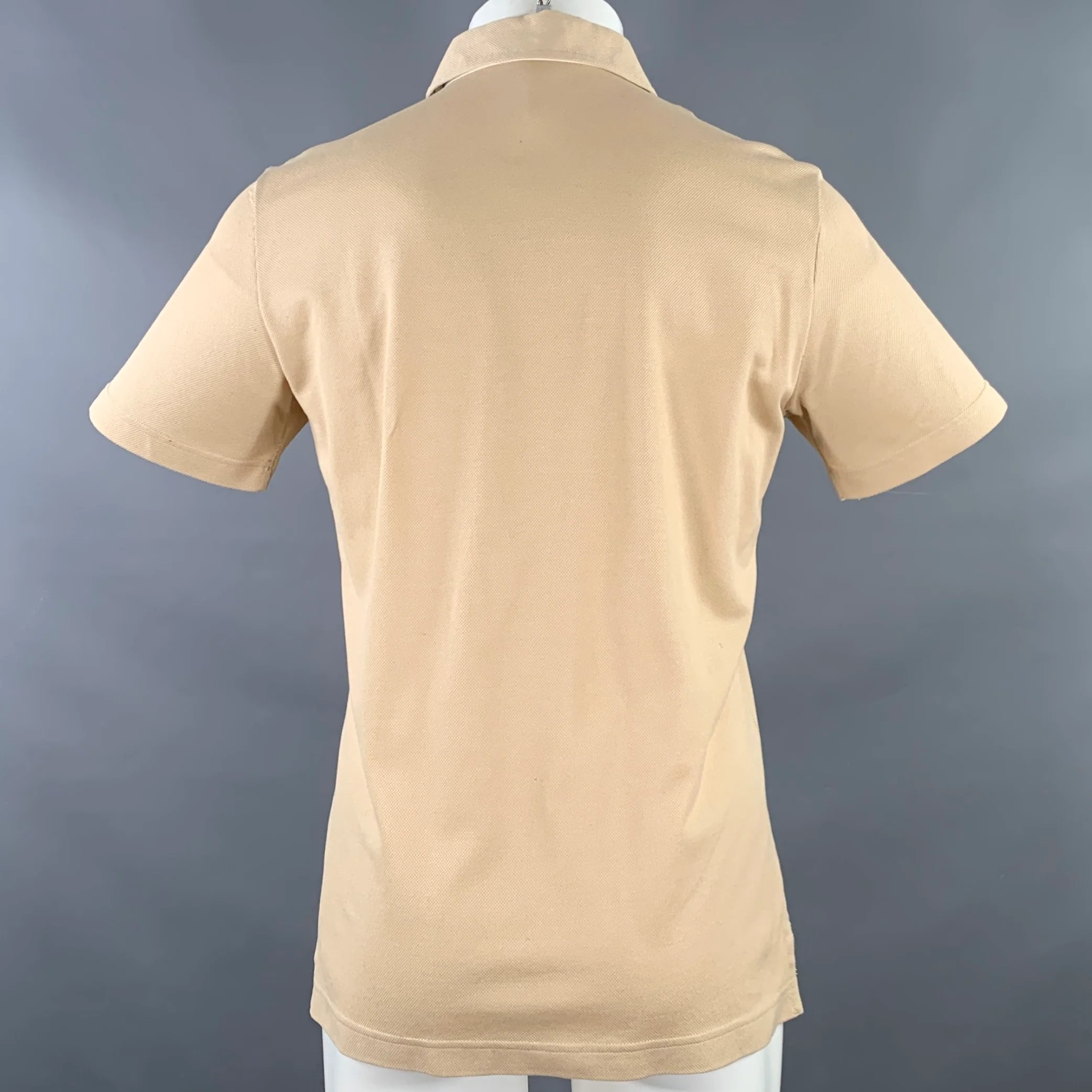 PAL ZILERI Size M Beige White Blue Contrast Trim Short Sleeve Polo - Image 3