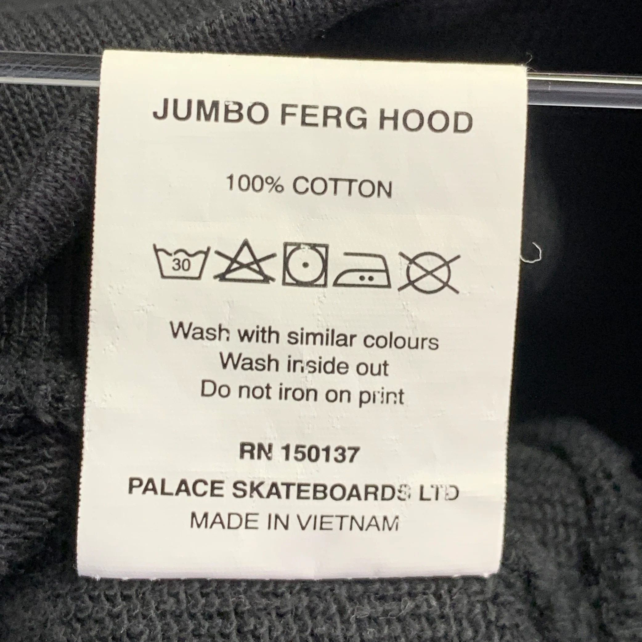 PALACE Size L Jumbo Ferg Hood Black Logo Cotton Hooded Sweatshirt - Image 8