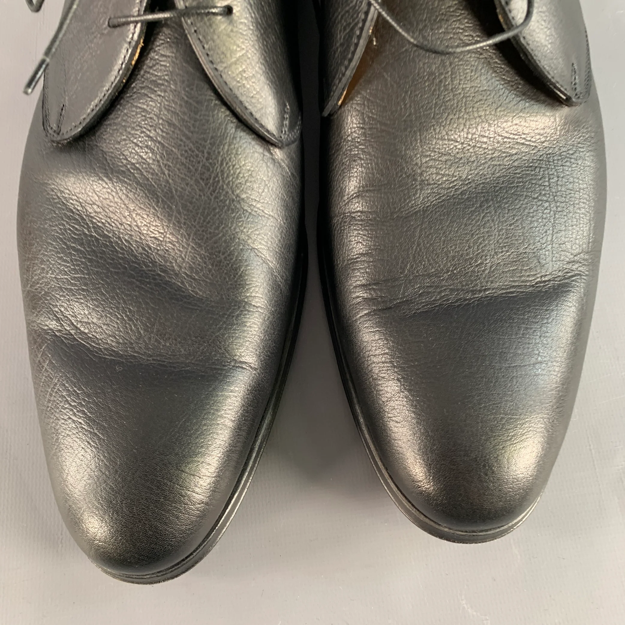 PAOLO IANTORNO Size 12 Black Leather Almond Toe Lace-Up Shoes - Image 10