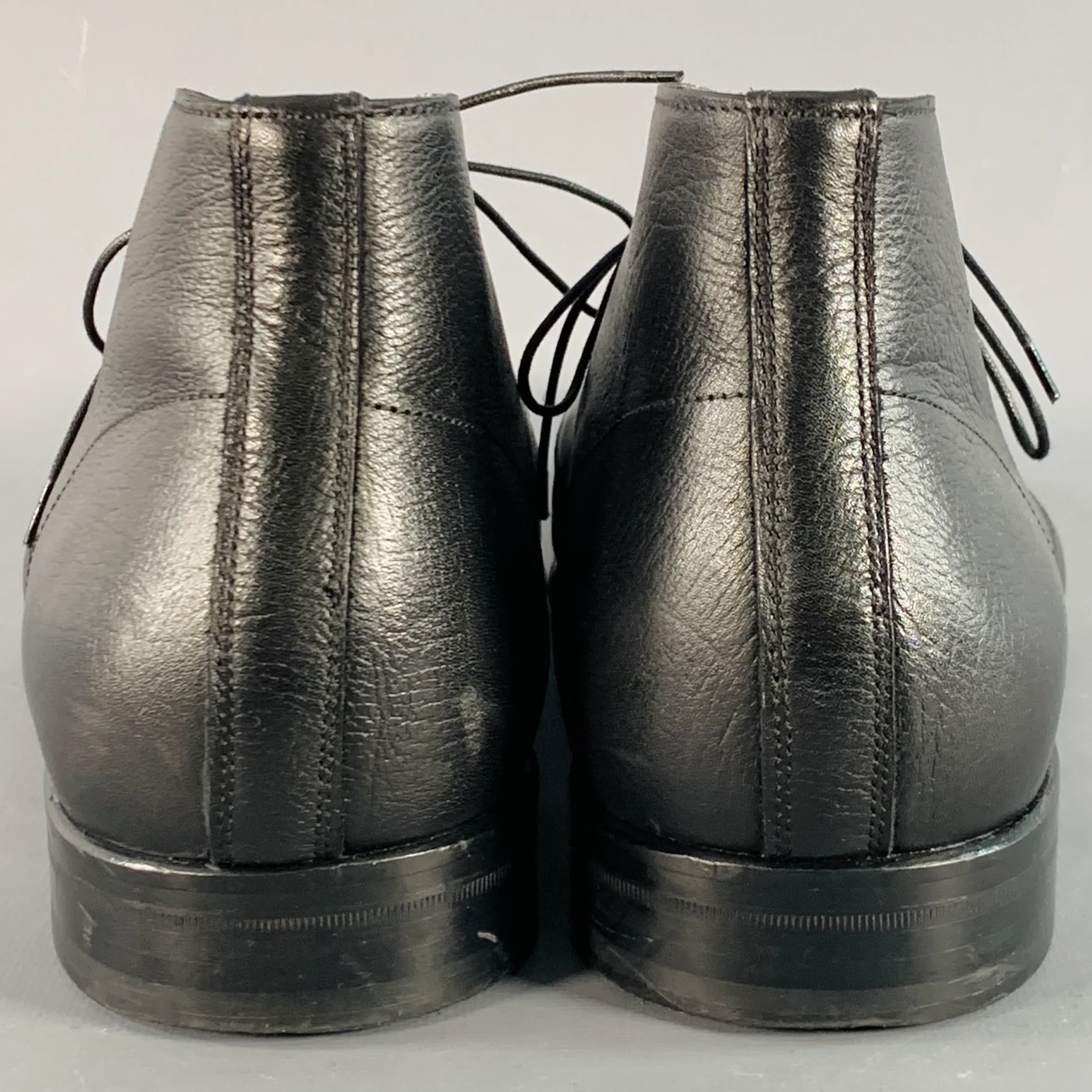 PAOLO IANTORNO Size 12 Black Leather Almond Toe Lace-Up Shoes - Image 3