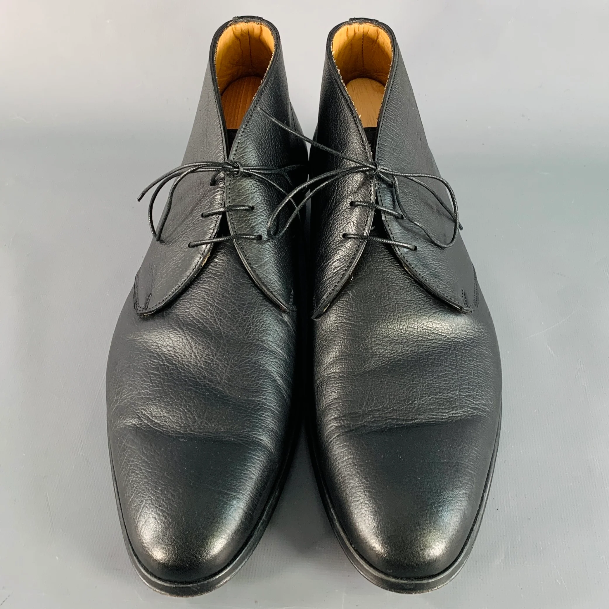 PAOLO IANTORNO Size 12 Black Leather Almond Toe Lace-Up Shoes - Image 4