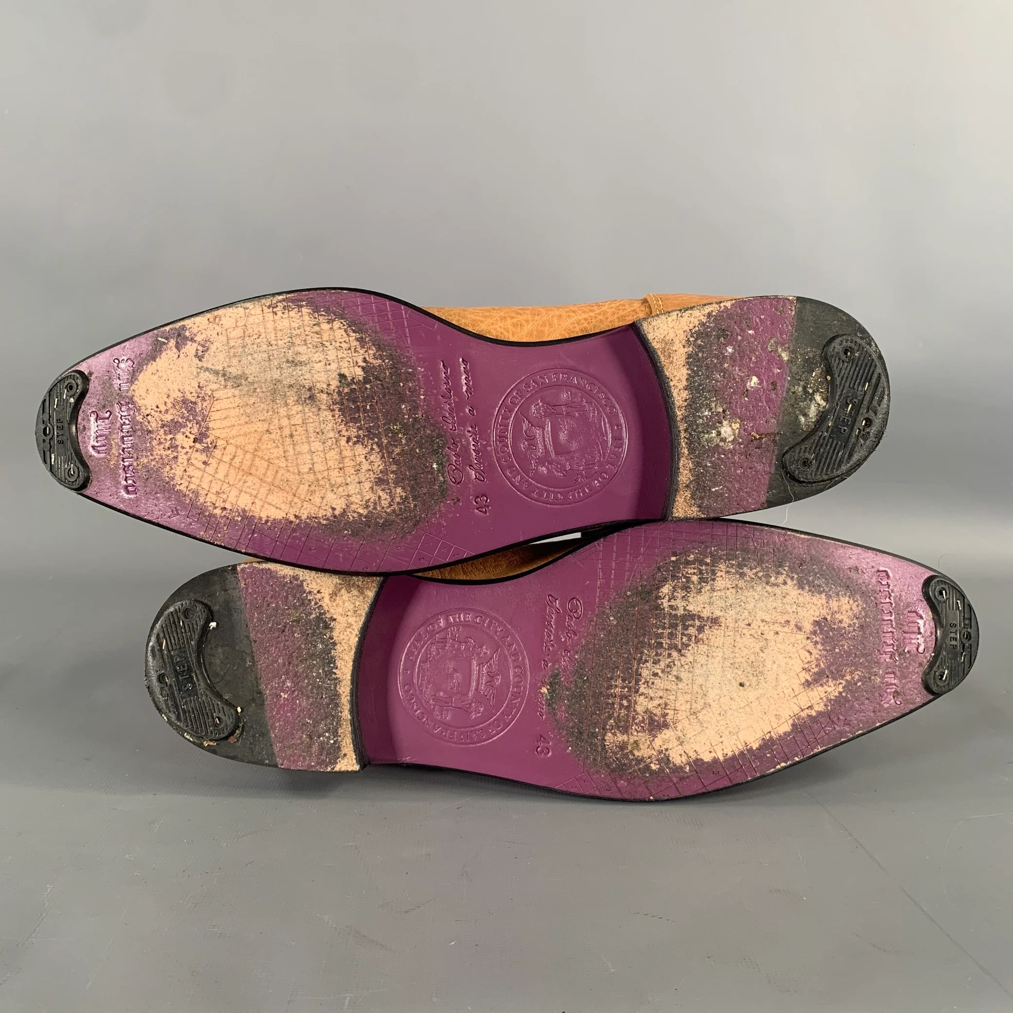 PAOLO SHOES Size 10 Tan Purple Crackled Leather Chelsea Boots - Image 6