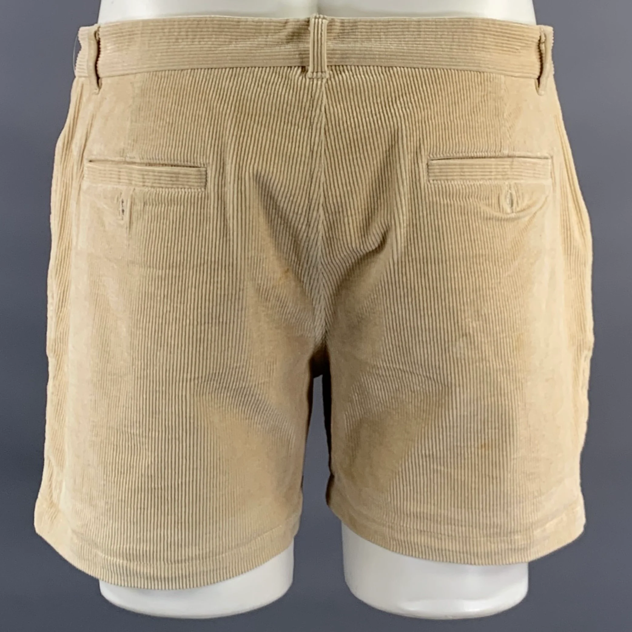 PARKE & RONEN Size 32 Cream Corduroy Cotton Spandex Short Shorts - Image 2