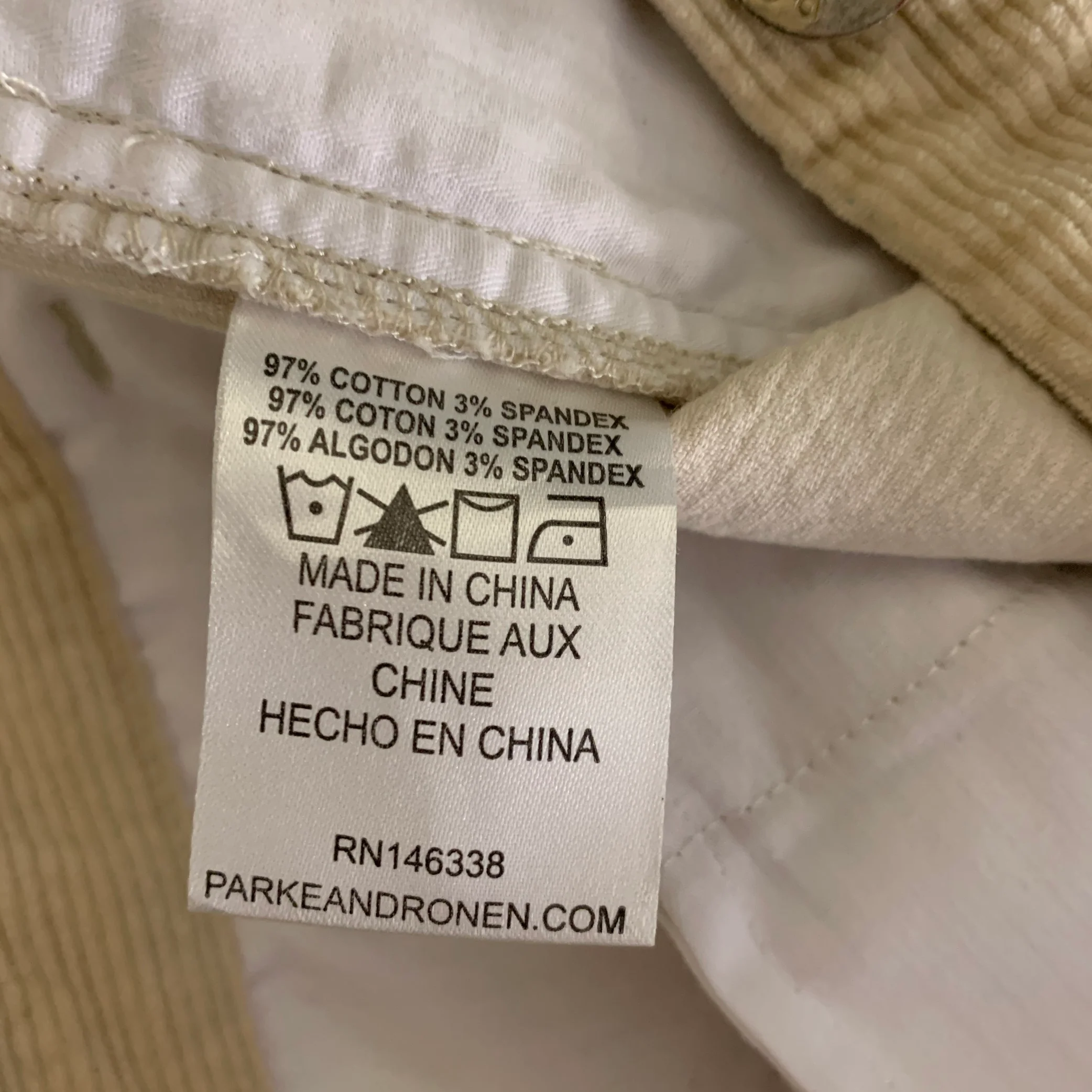 PARKE & RONEN Size 32 Cream Corduroy Cotton Spandex Short Shorts - Image 4