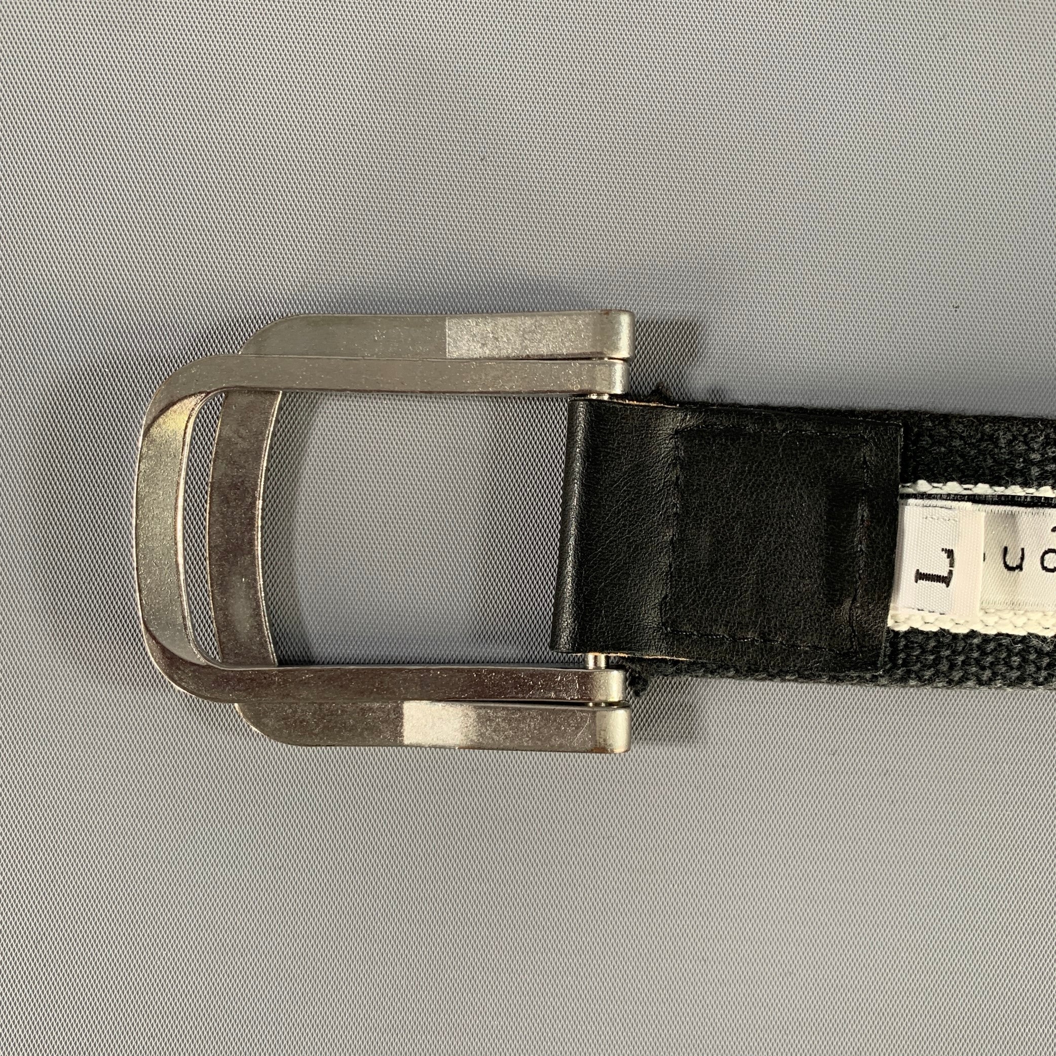 PARKE & RONEN Size 40 Black White Stripe Belt - Image 6