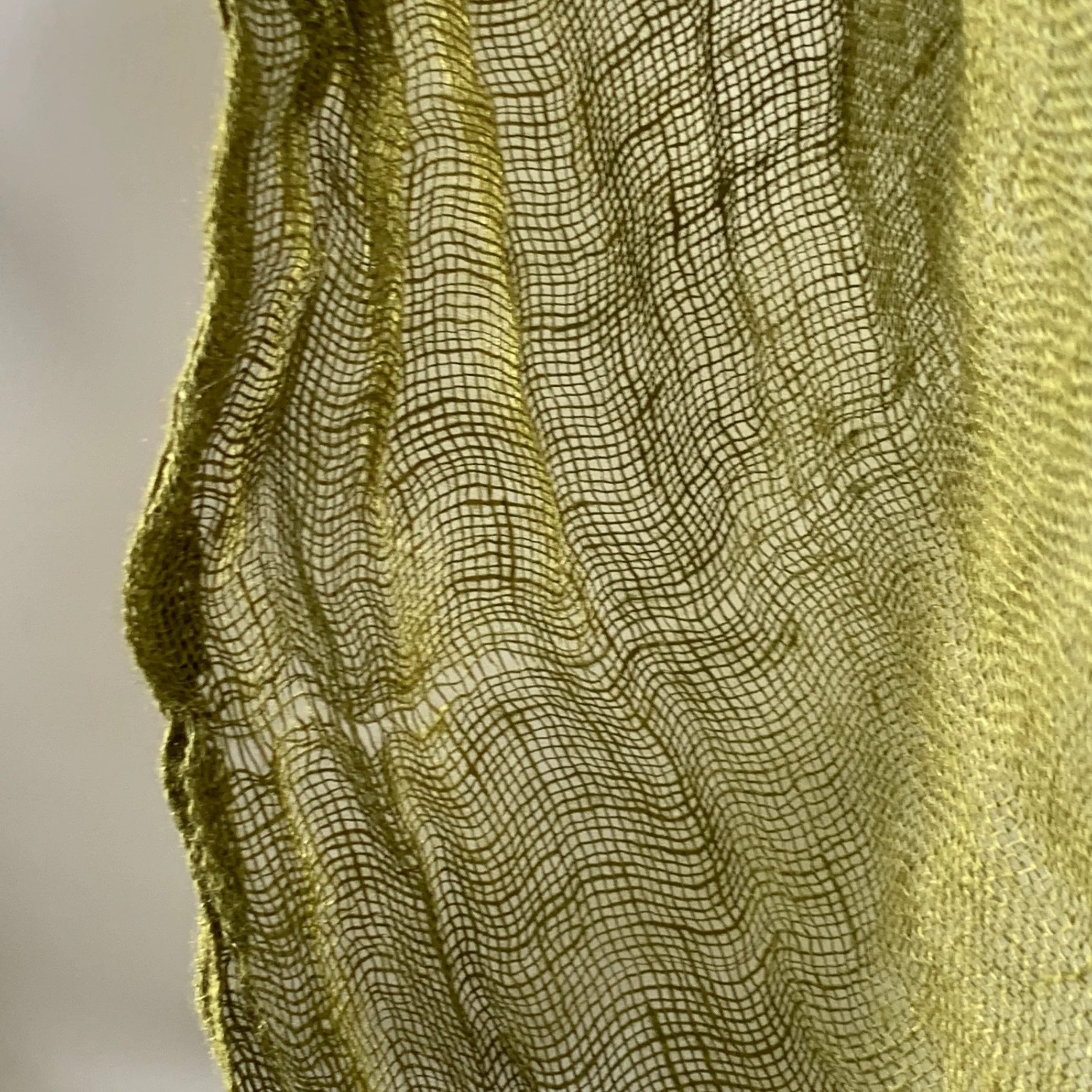 PAS de CALAIS Green Woven Linen Fringe Scarf - Image 5